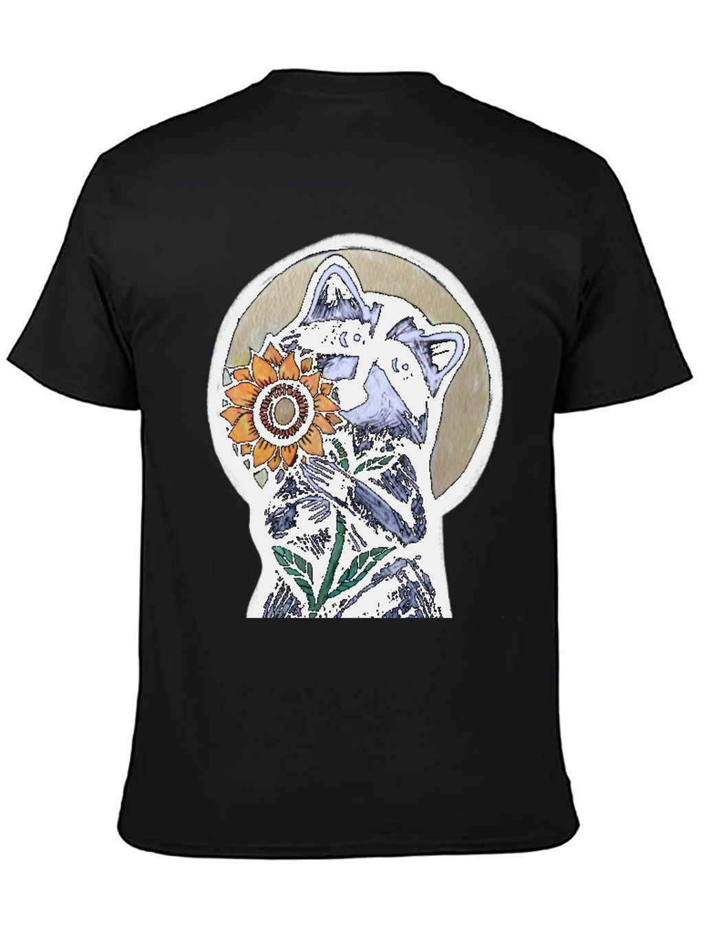 Raccoon & Sunflower Graphic Tee - Unique Design