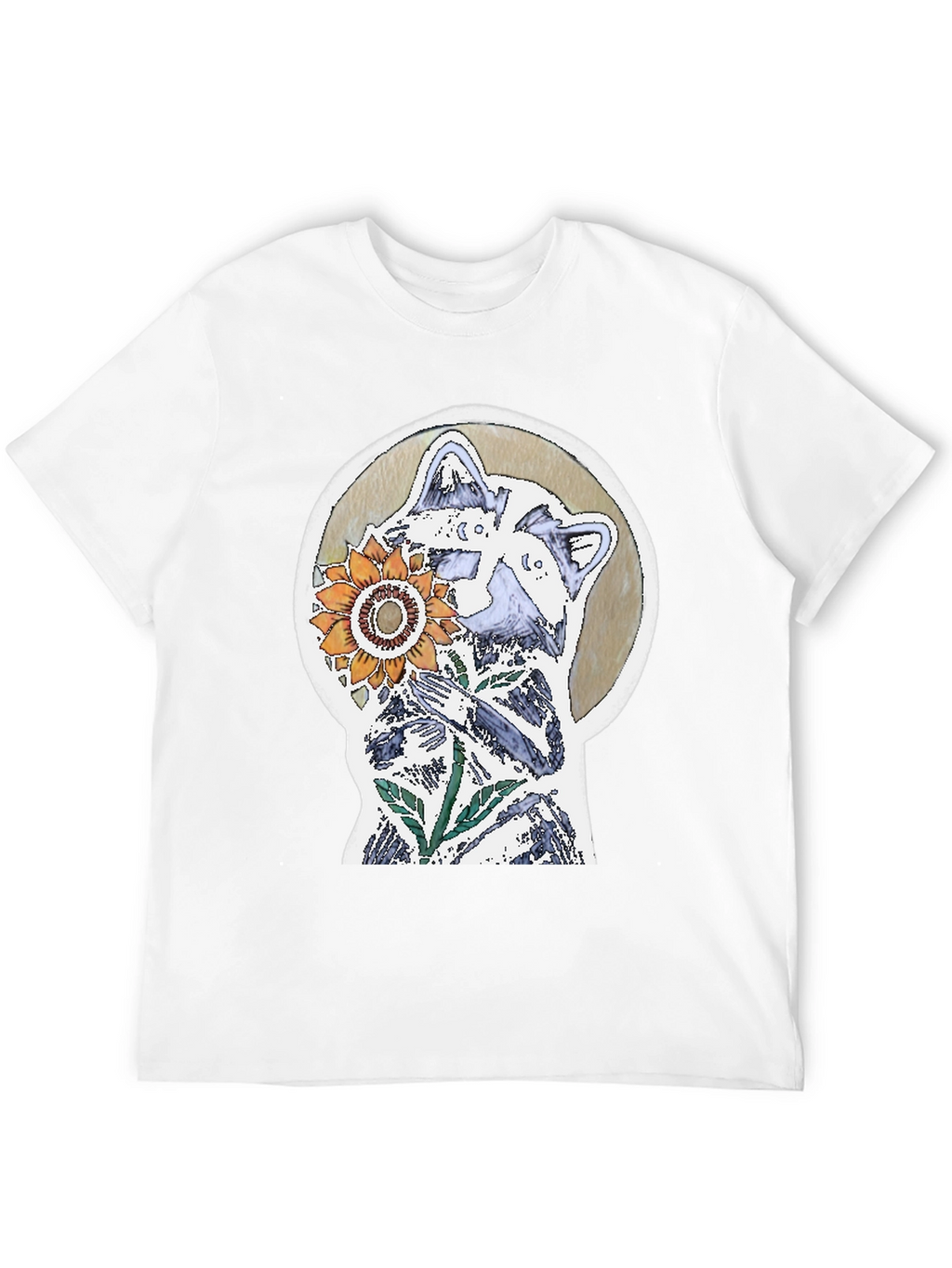 Raccoon & Sunflower Graphic Tee - Unique Design
