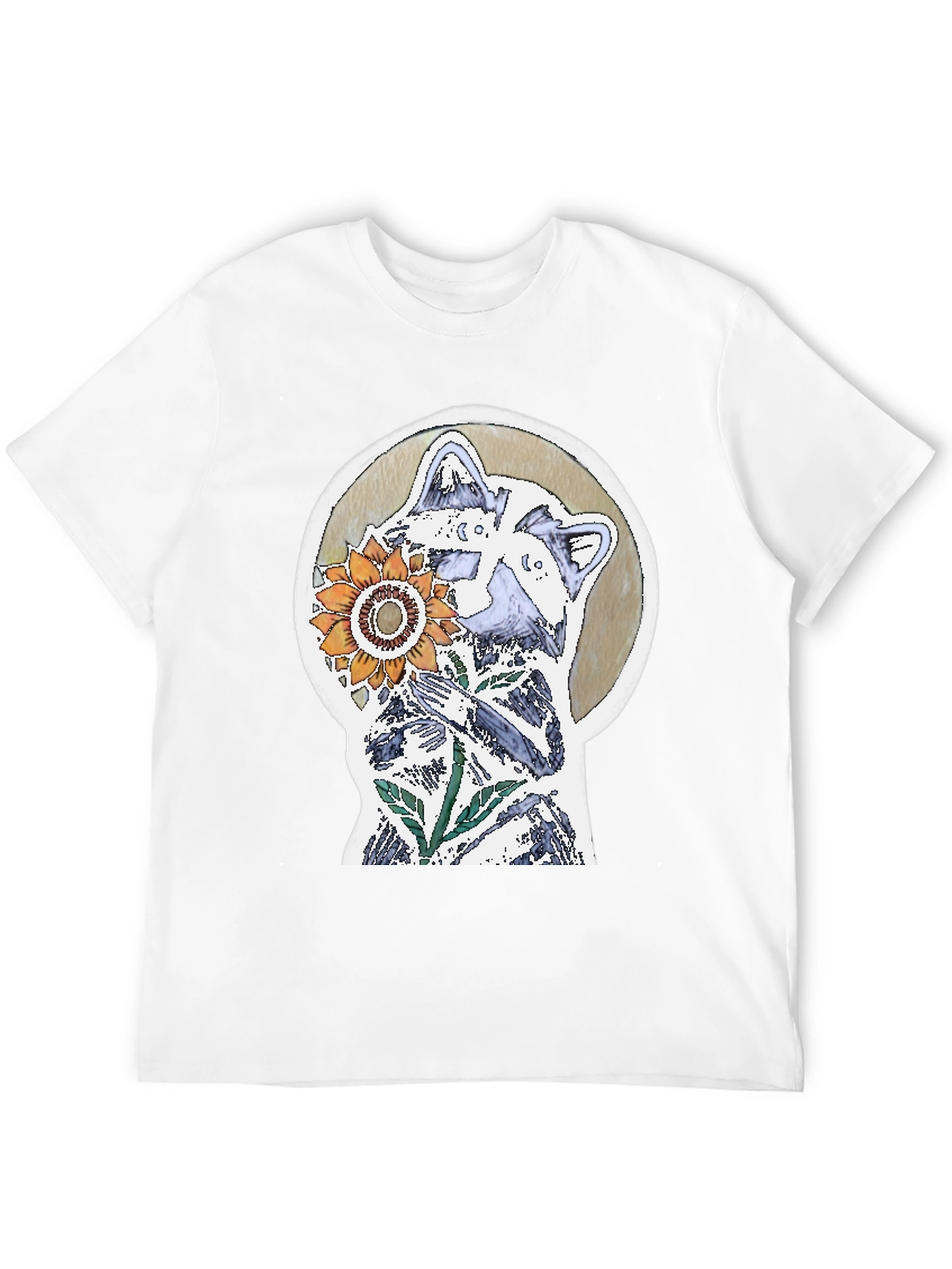Raccoon & Sunflower Graphic Tee - Unique Design
