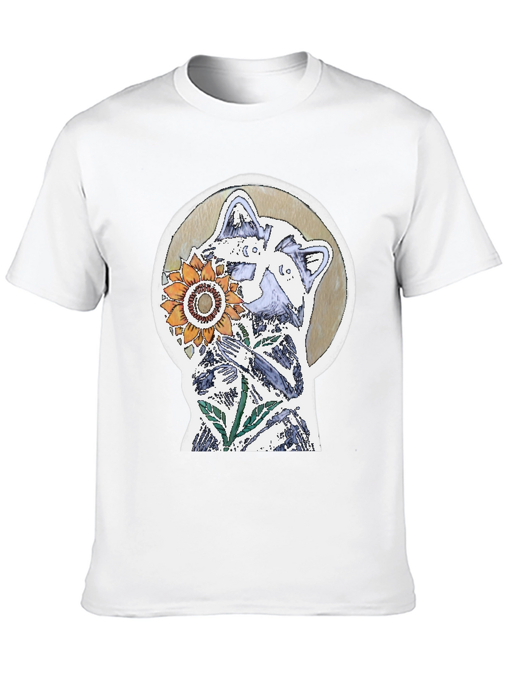 Raccoon & Sunflower Graphic Tee - Unique Design