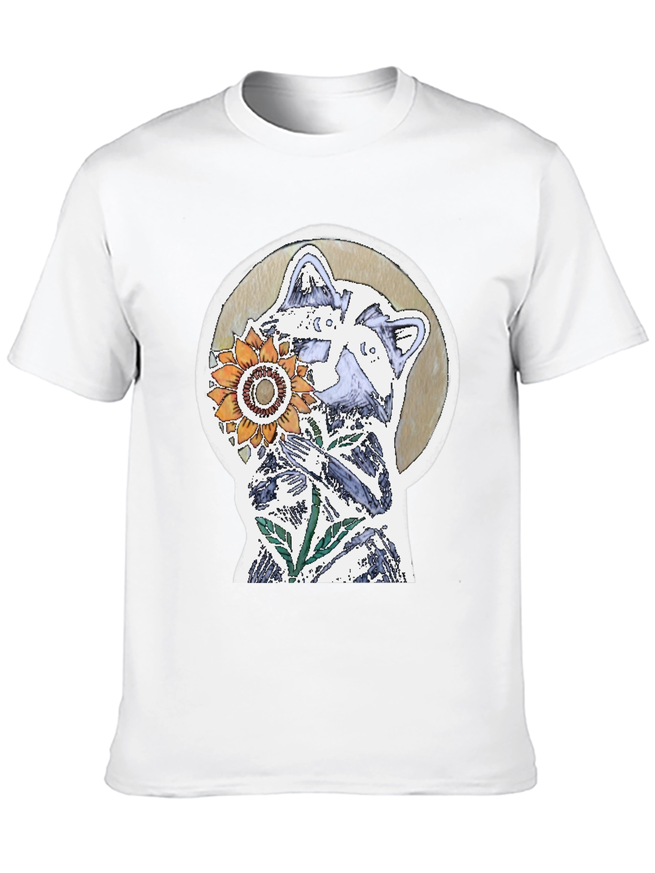 Raccoon & Sunflower Graphic Tee - Unique Design