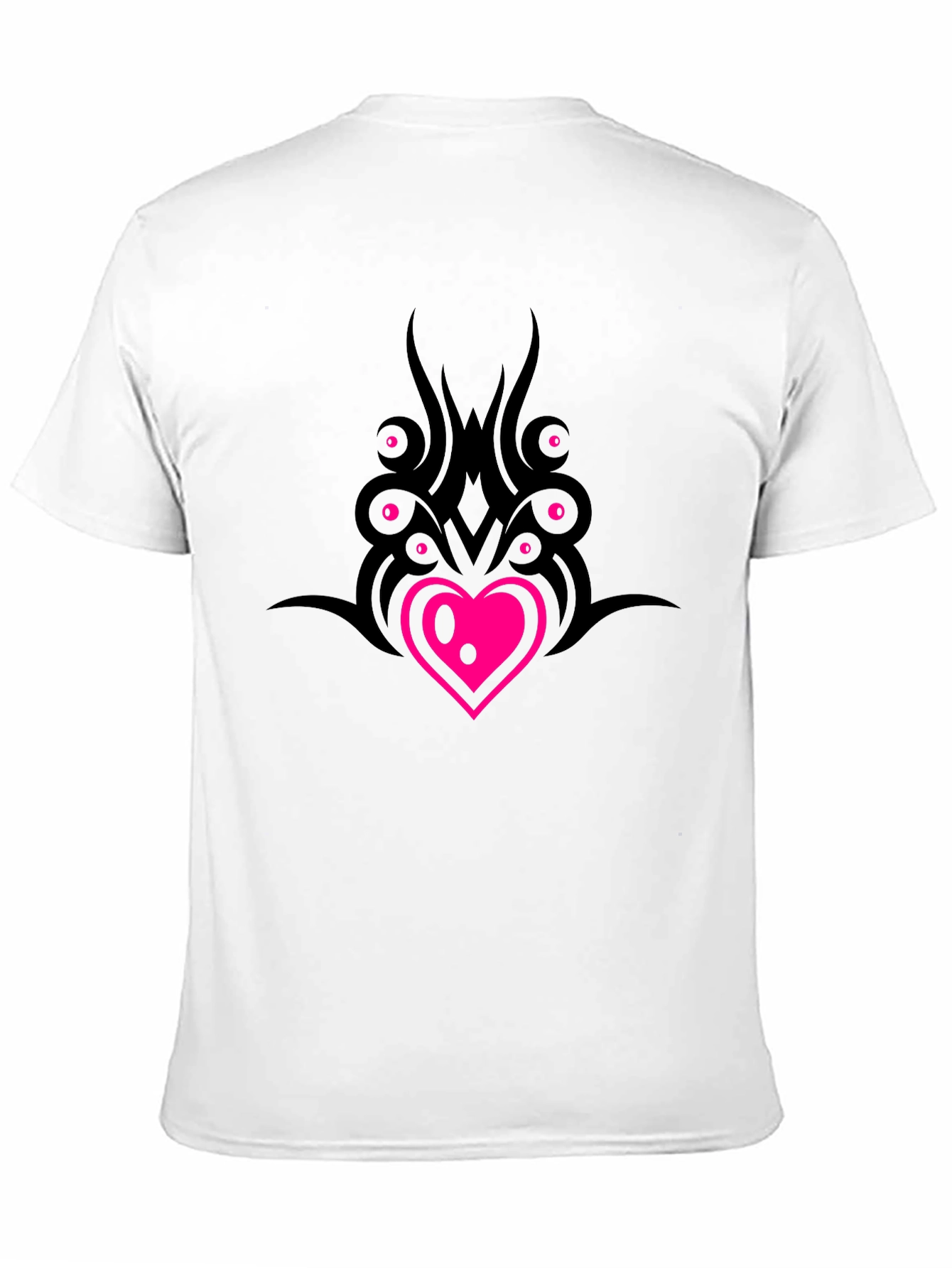 Black T-Shirt with Heart & Tribal Design
