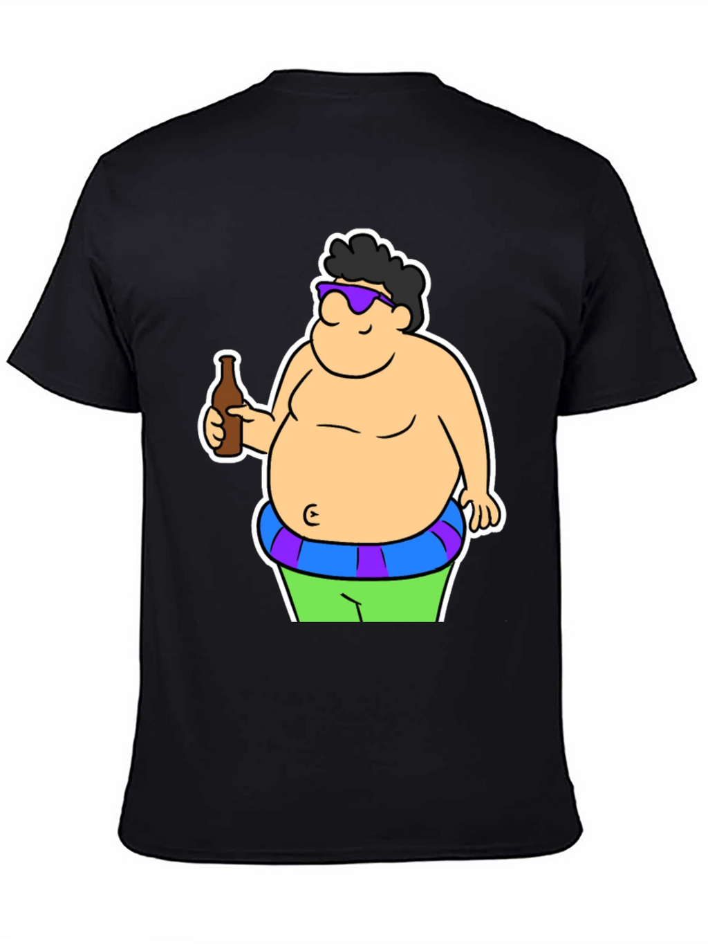Cartoon Beer Belly Black T-Shirt