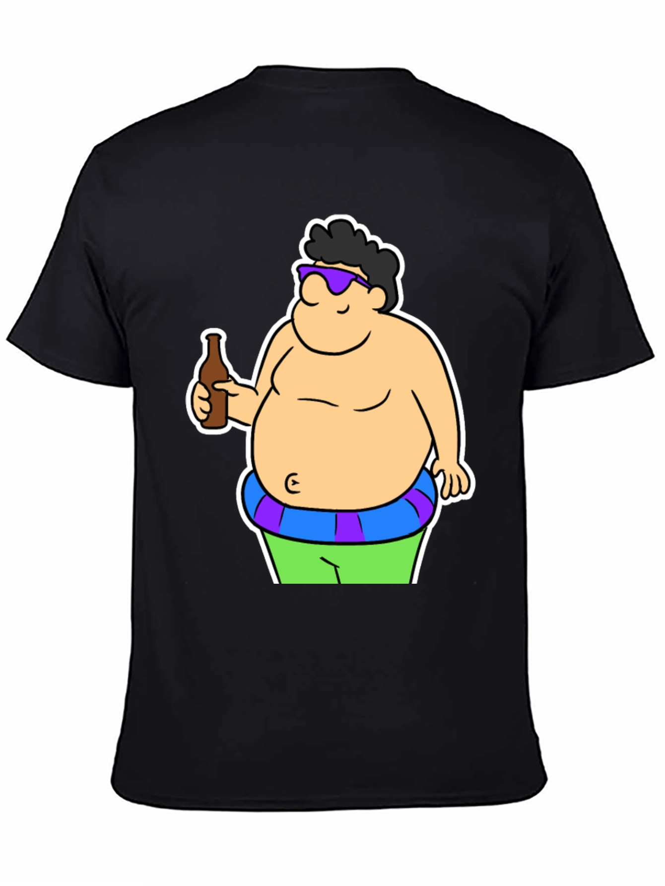 Cartoon Beer Belly Black T-Shirt