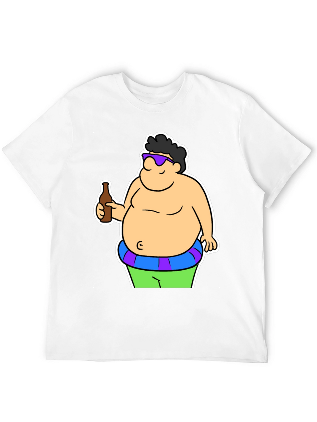 Cartoon Beer Belly Black T-Shirt