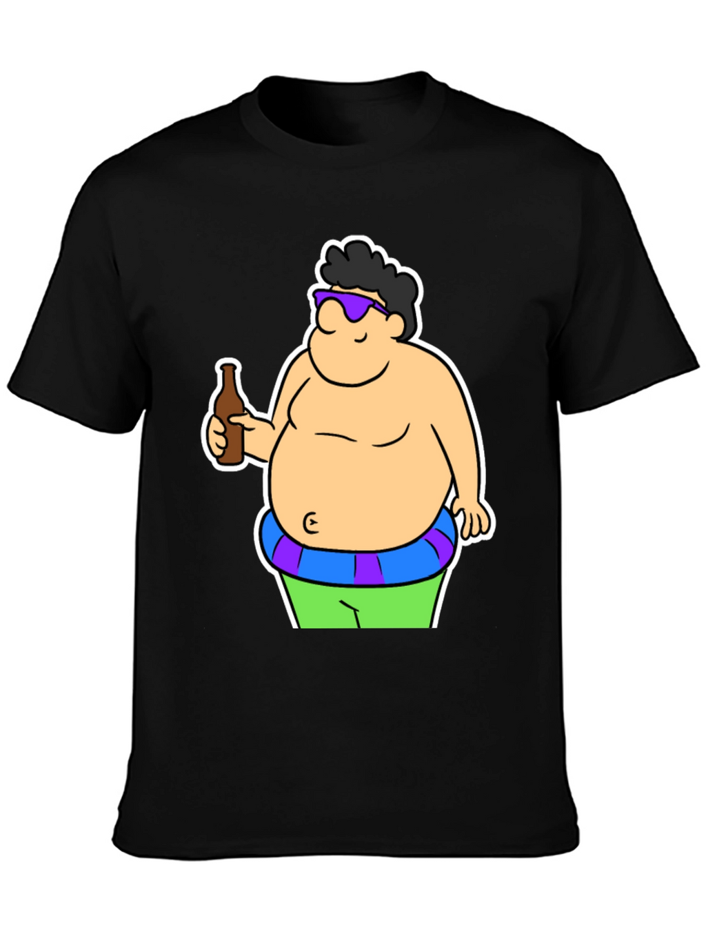Cartoon Beer Belly Black T-Shirt
