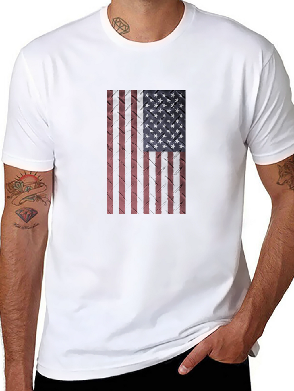 American Flag Textured Black T-Shirt