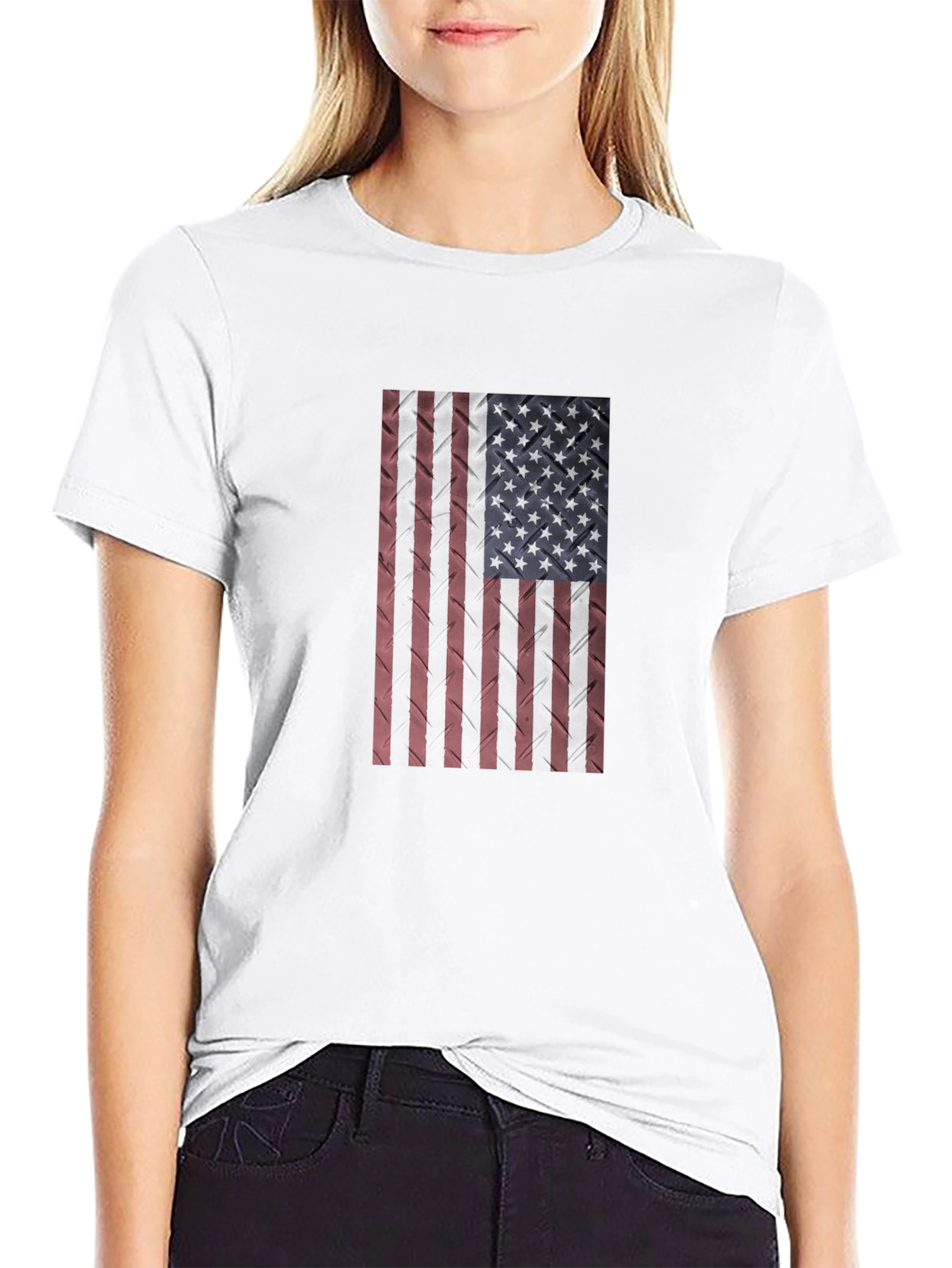 American Flag Textured Black T-Shirt