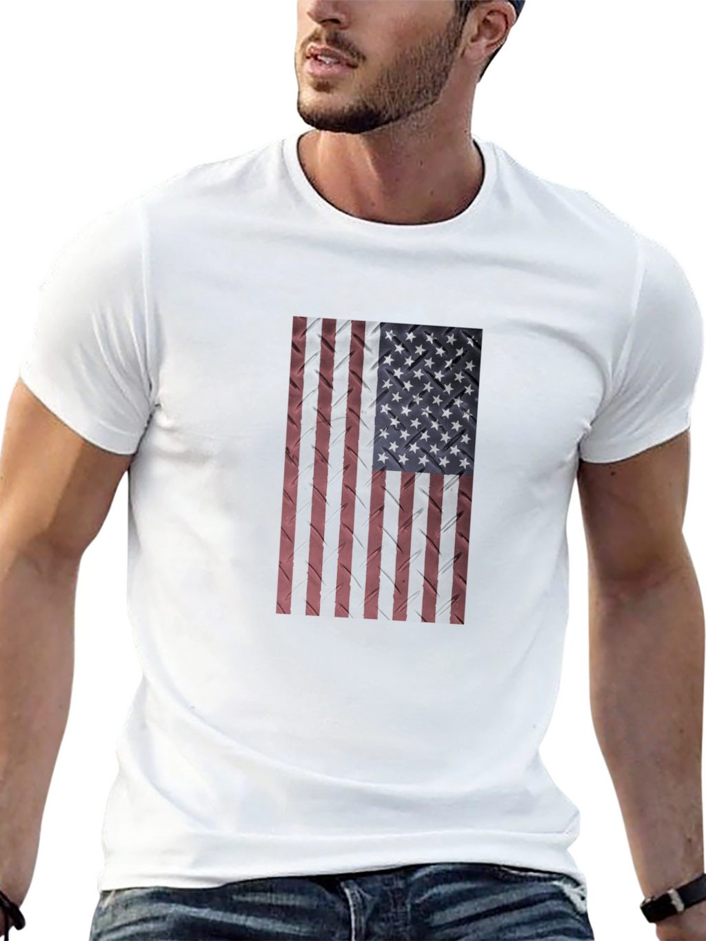 American Flag Textured Black T-Shirt
