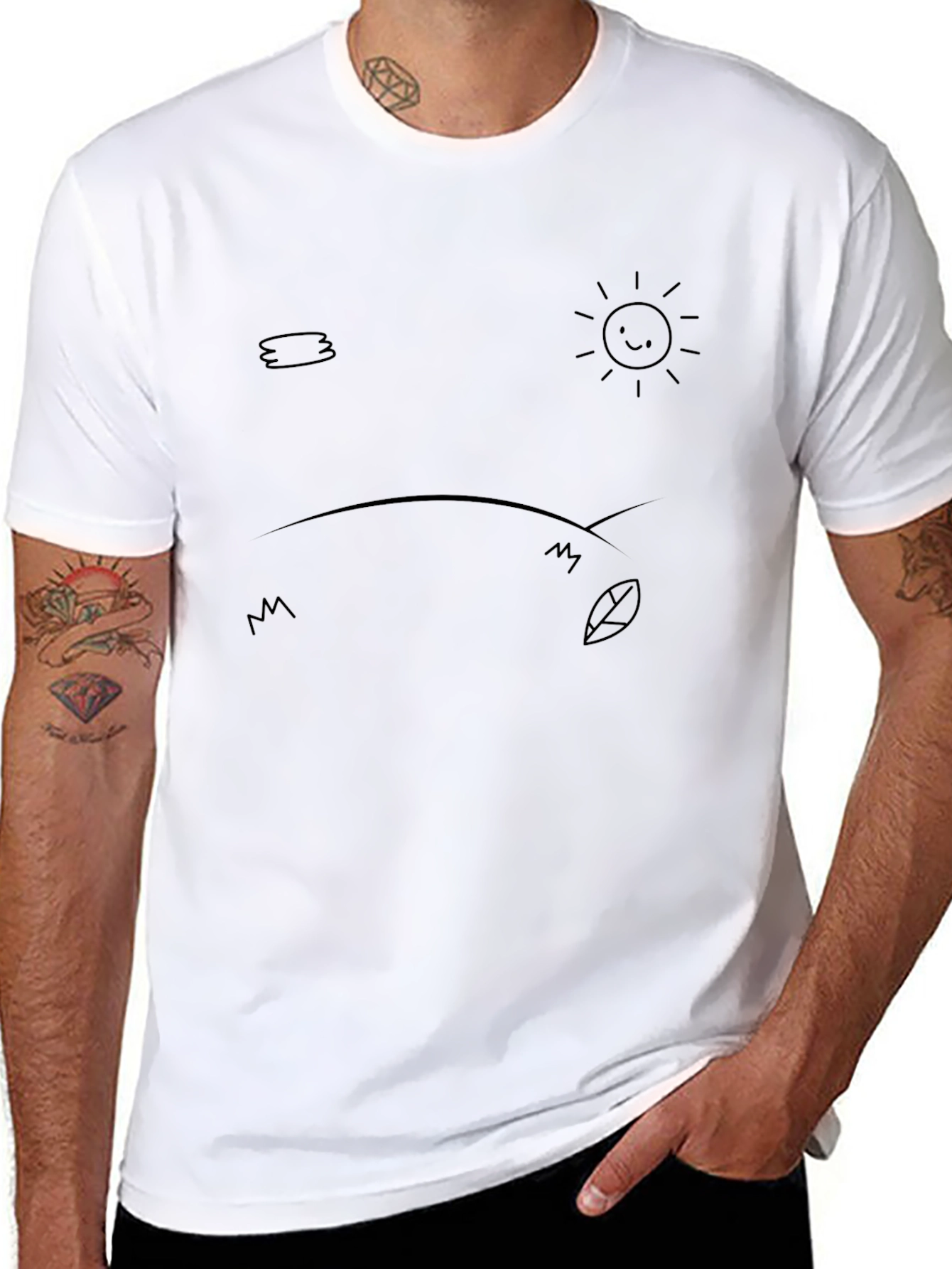 Cartoon Landscape Black Graphic Tee