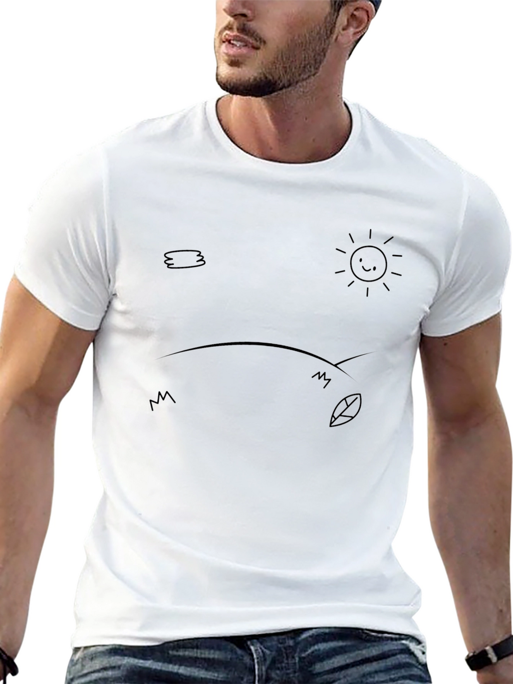 Cartoon Landscape Black Graphic Tee