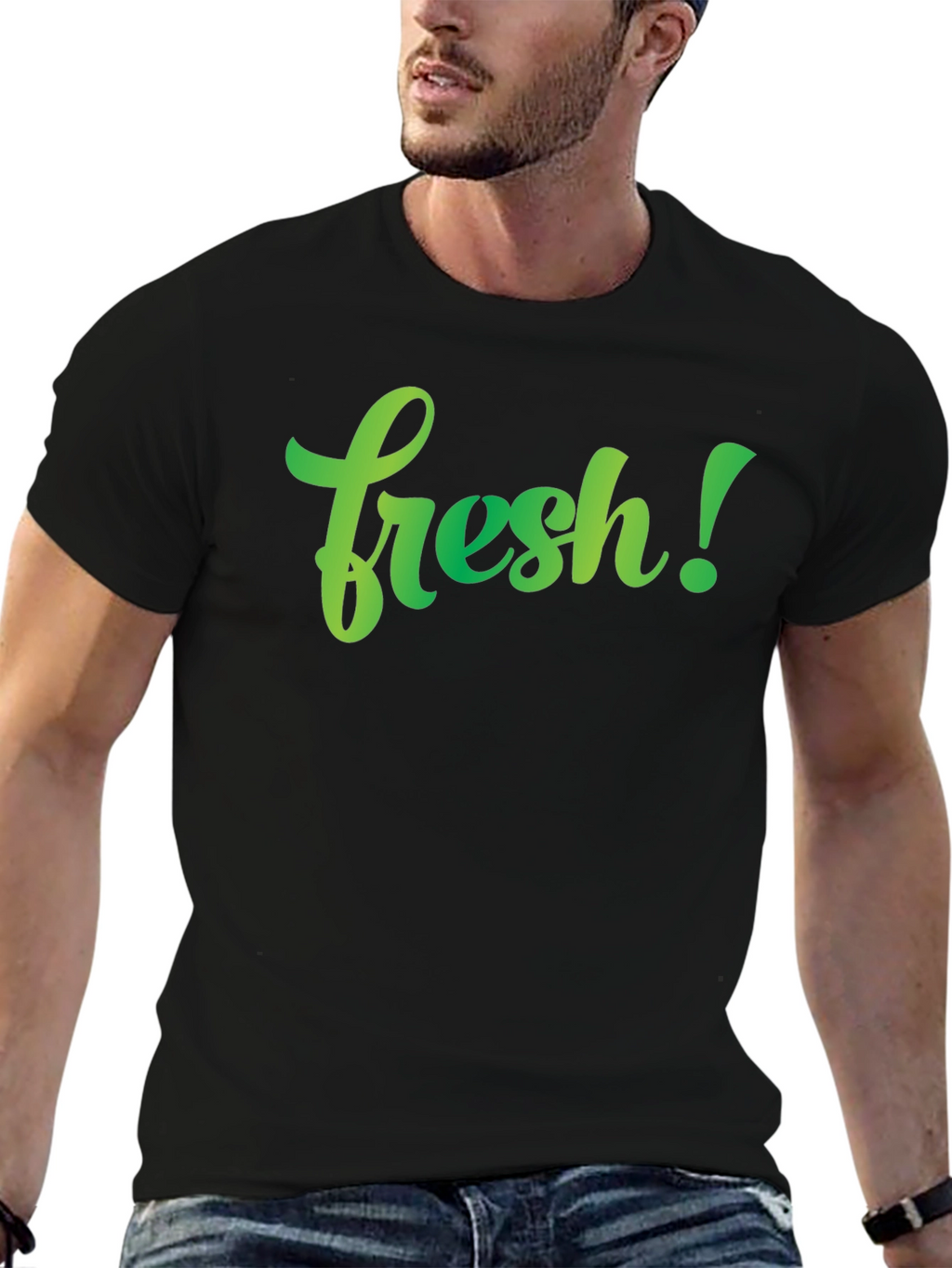 Fresh Graphic Tee - Stylish Mens Black T-Shirt