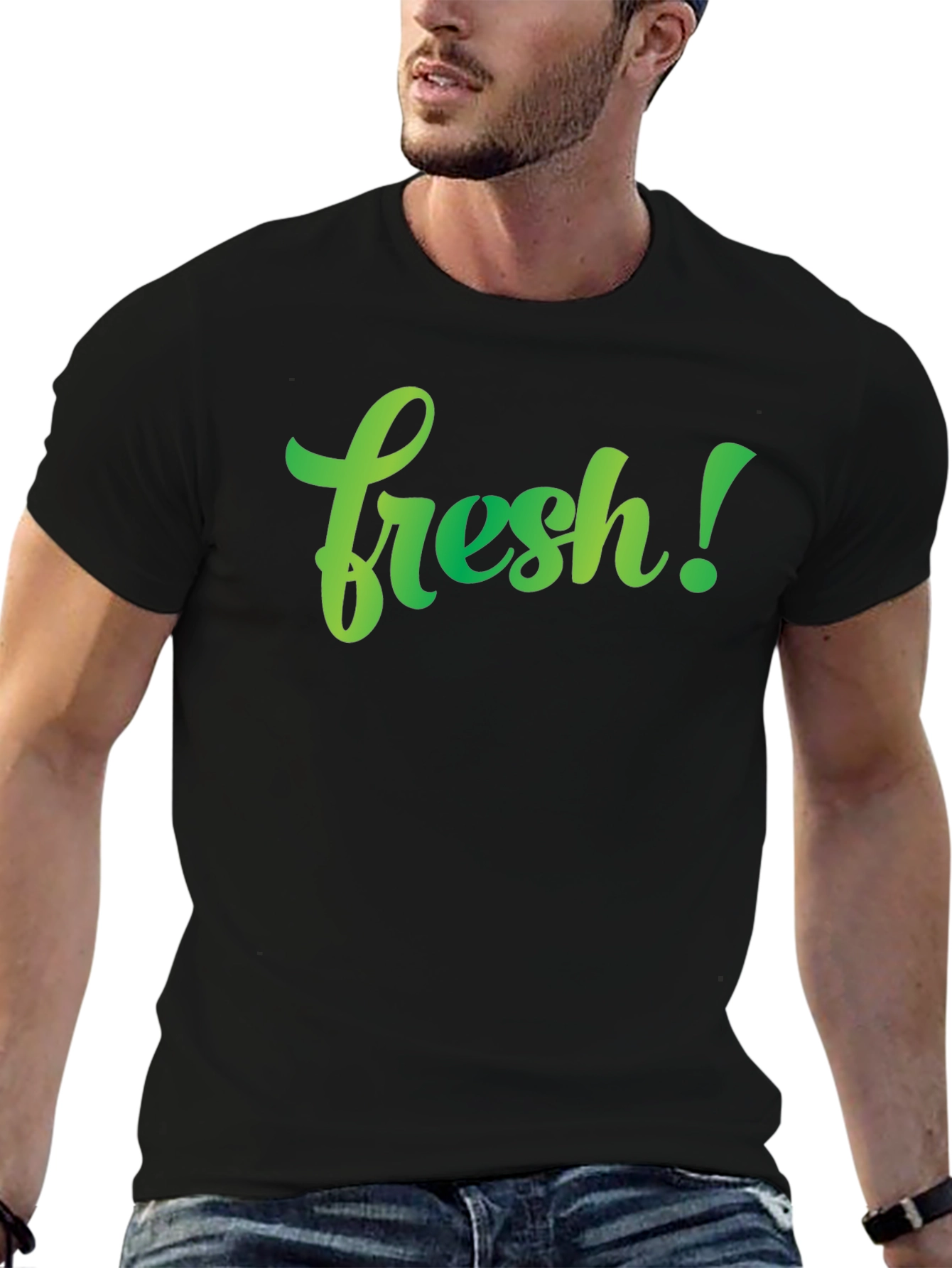 Fresh Graphic Tee - Stylish Mens Black T-Shirt
