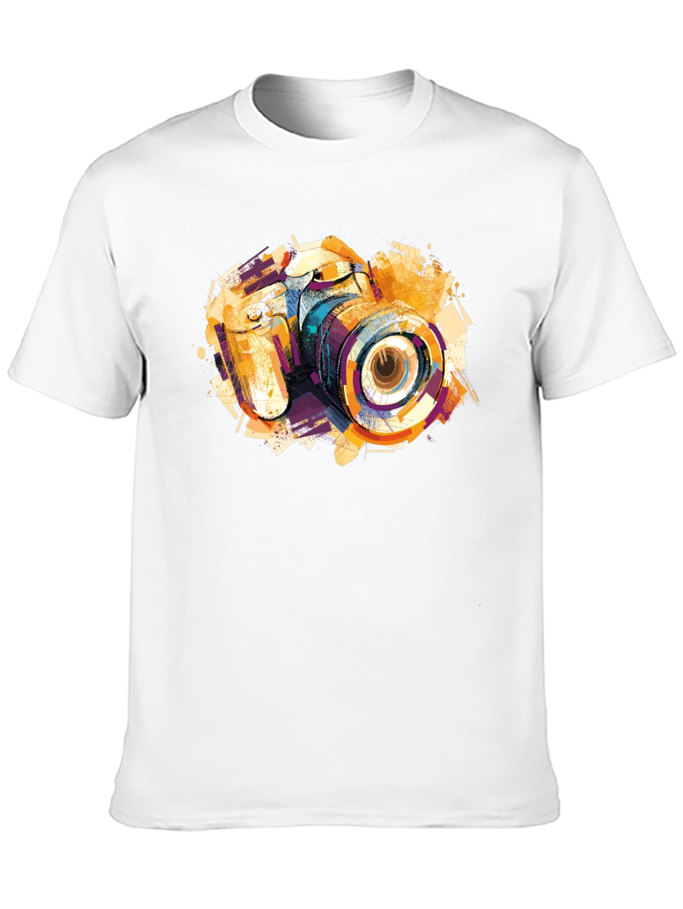 Abstract Camera Graphic Print Black T-Shirt