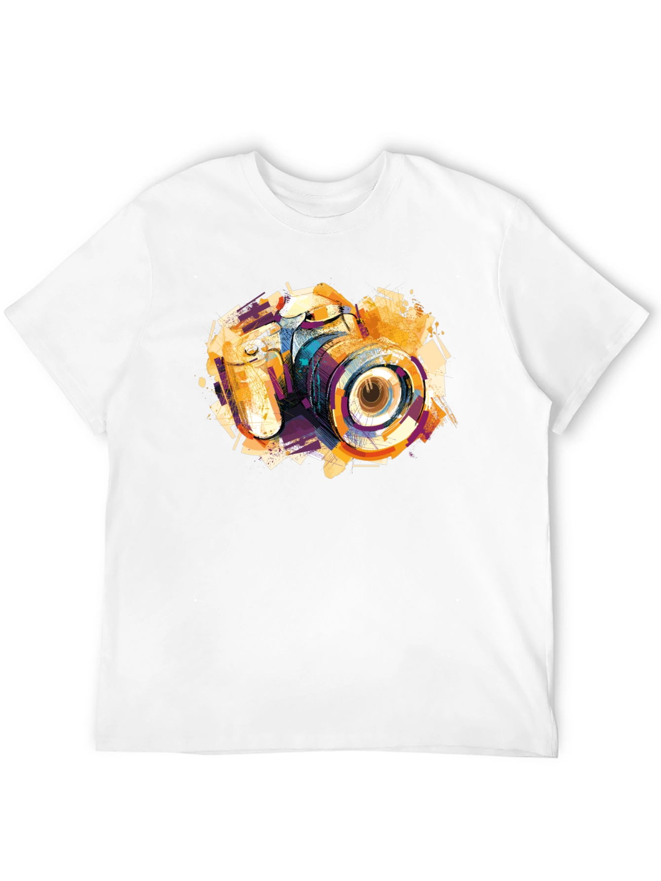 Abstract Camera Graphic Print Black T-Shirt