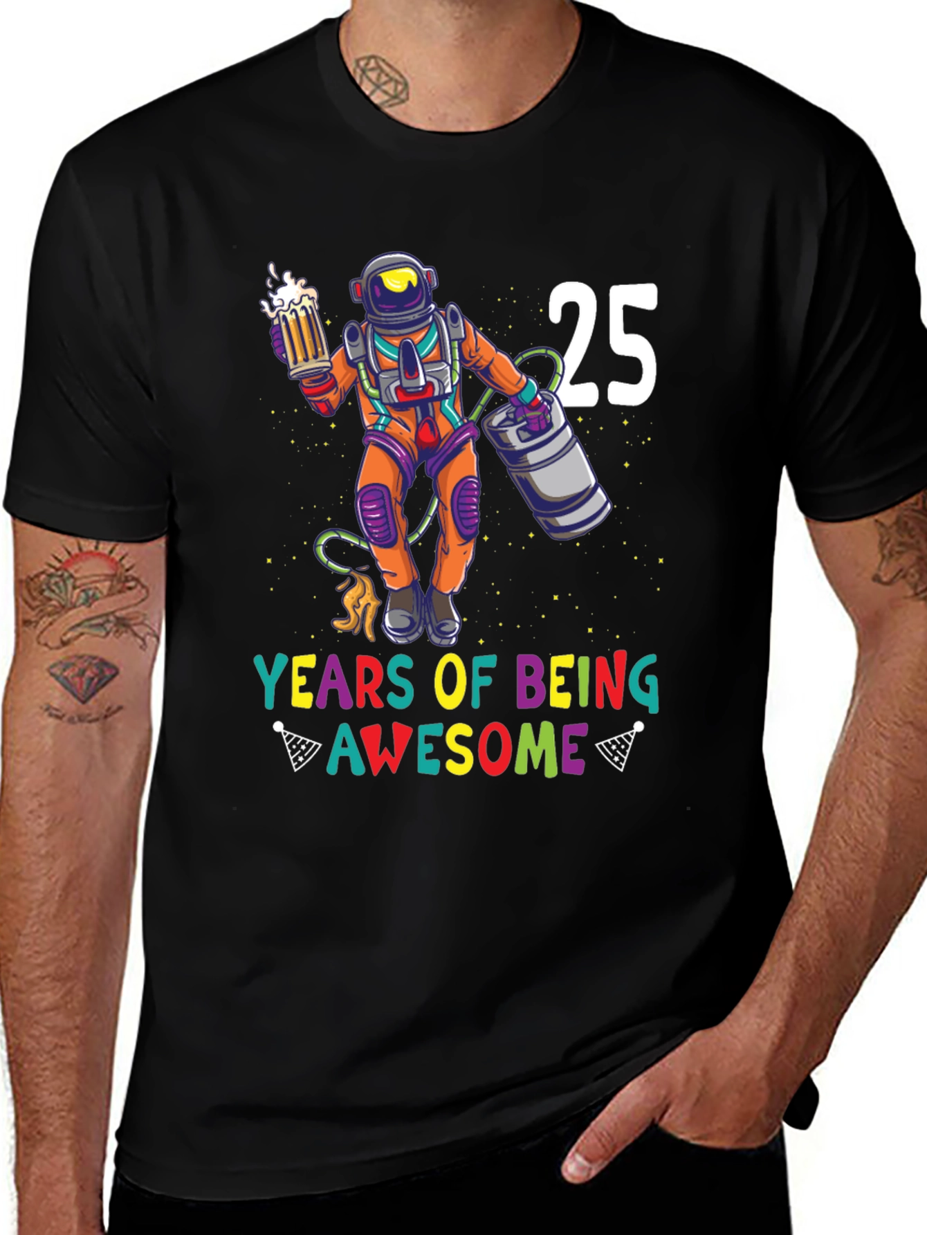25 Years of Awesome Black Graphic Tee