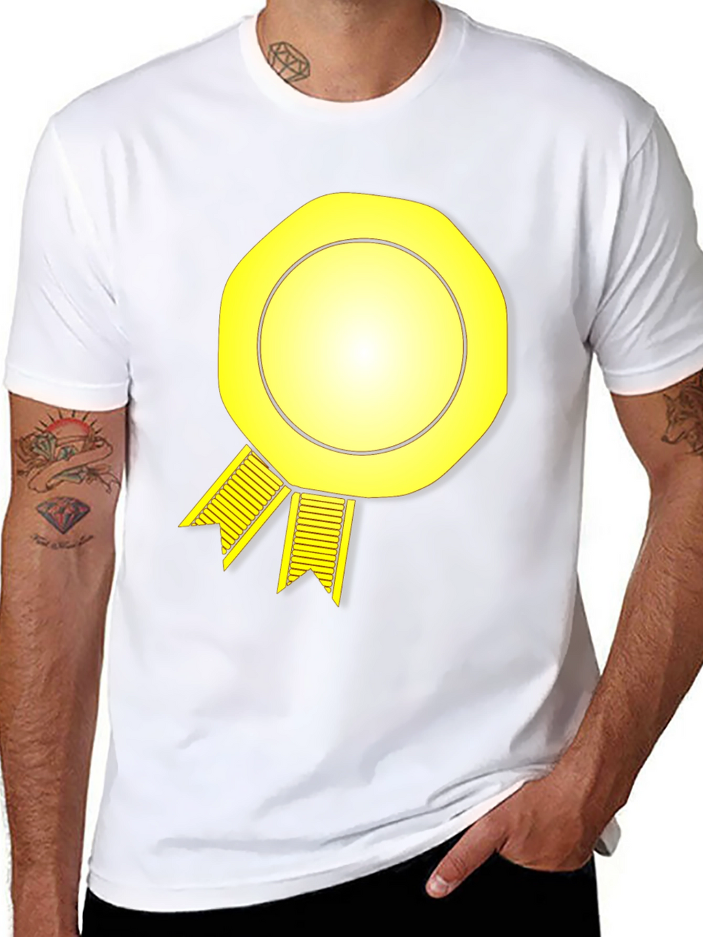 Yellow Award Ribbon Graphic T-Shirt