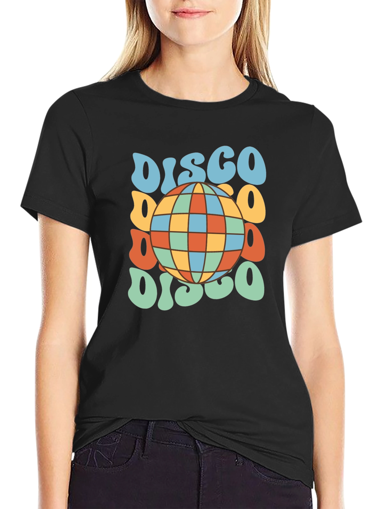 Retro Disco Ball T-Shirt - Black Tee