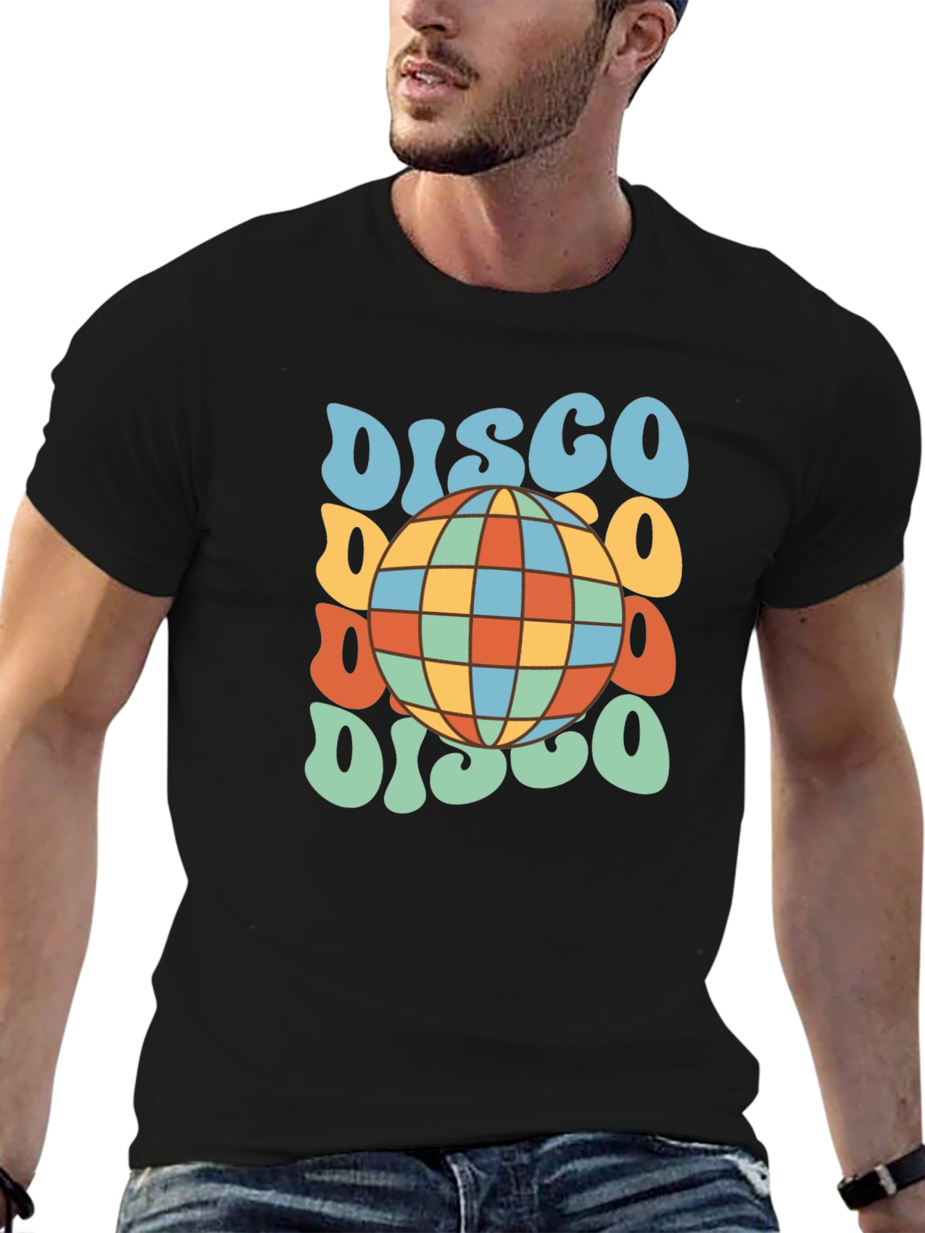 Retro Disco Ball T-Shirt - Black Tee
