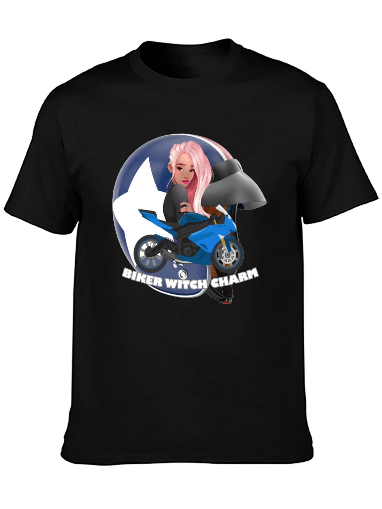 Biker Witch Charm Graphic T-Shirt