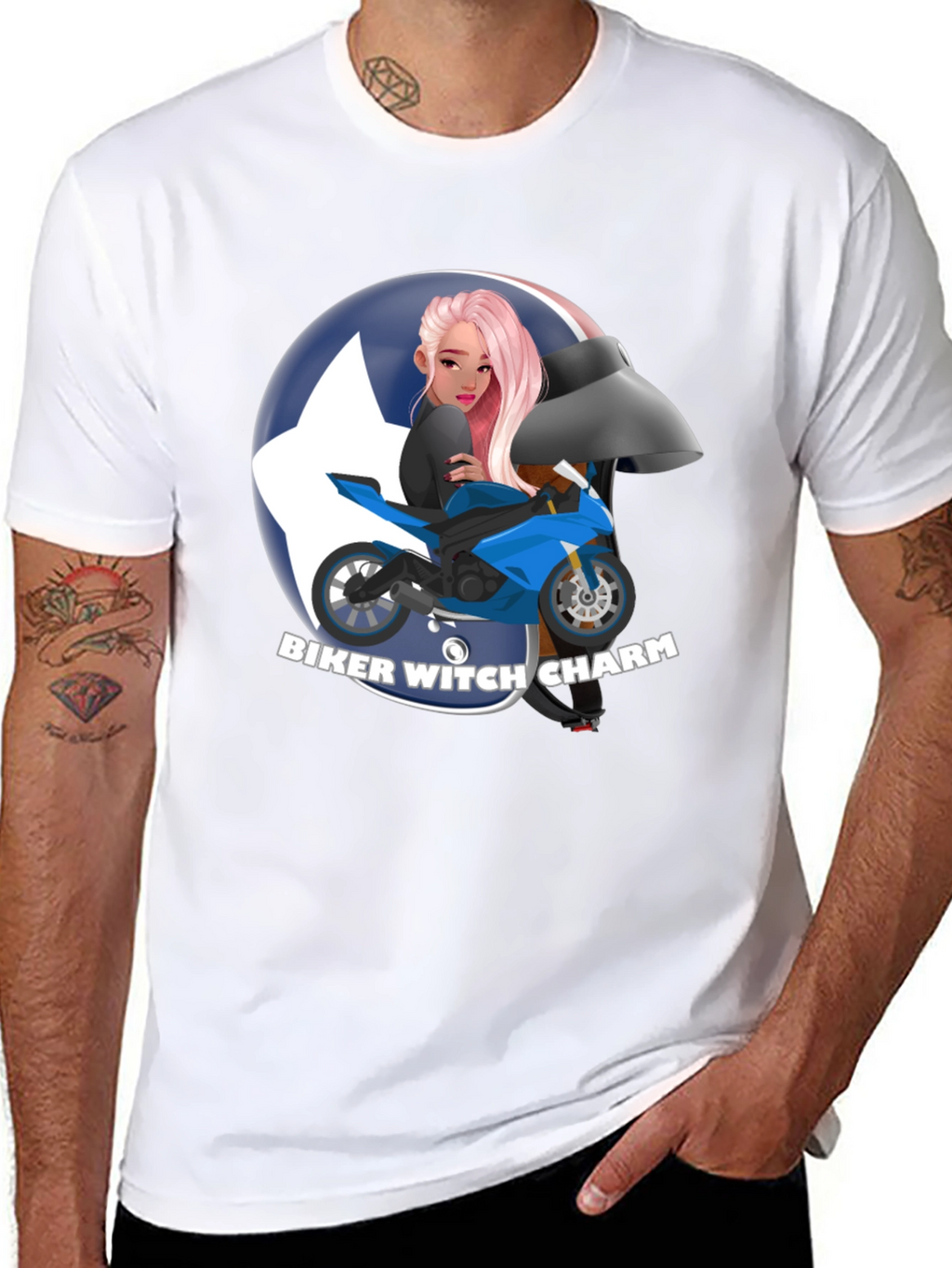 Biker Witch Charm Graphic T-Shirt