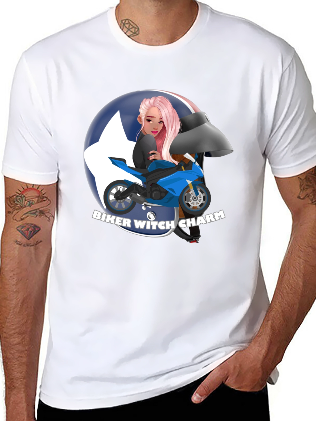 Biker Witch Charm Graphic T-Shirt
