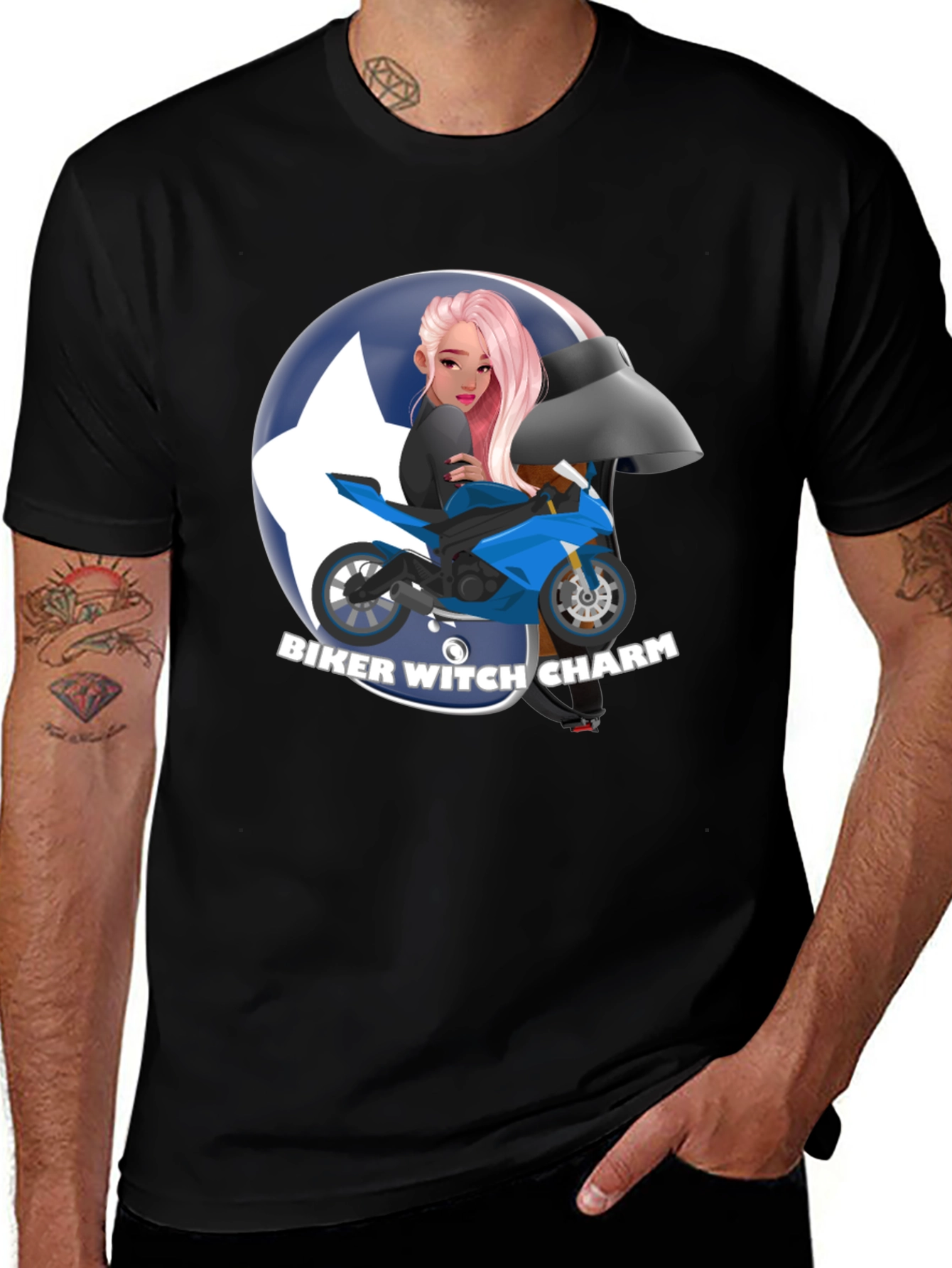 Biker Witch Charm Graphic T-Shirt