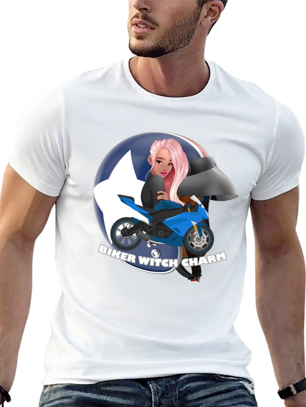 Biker Witch Charm Graphic T-Shirt