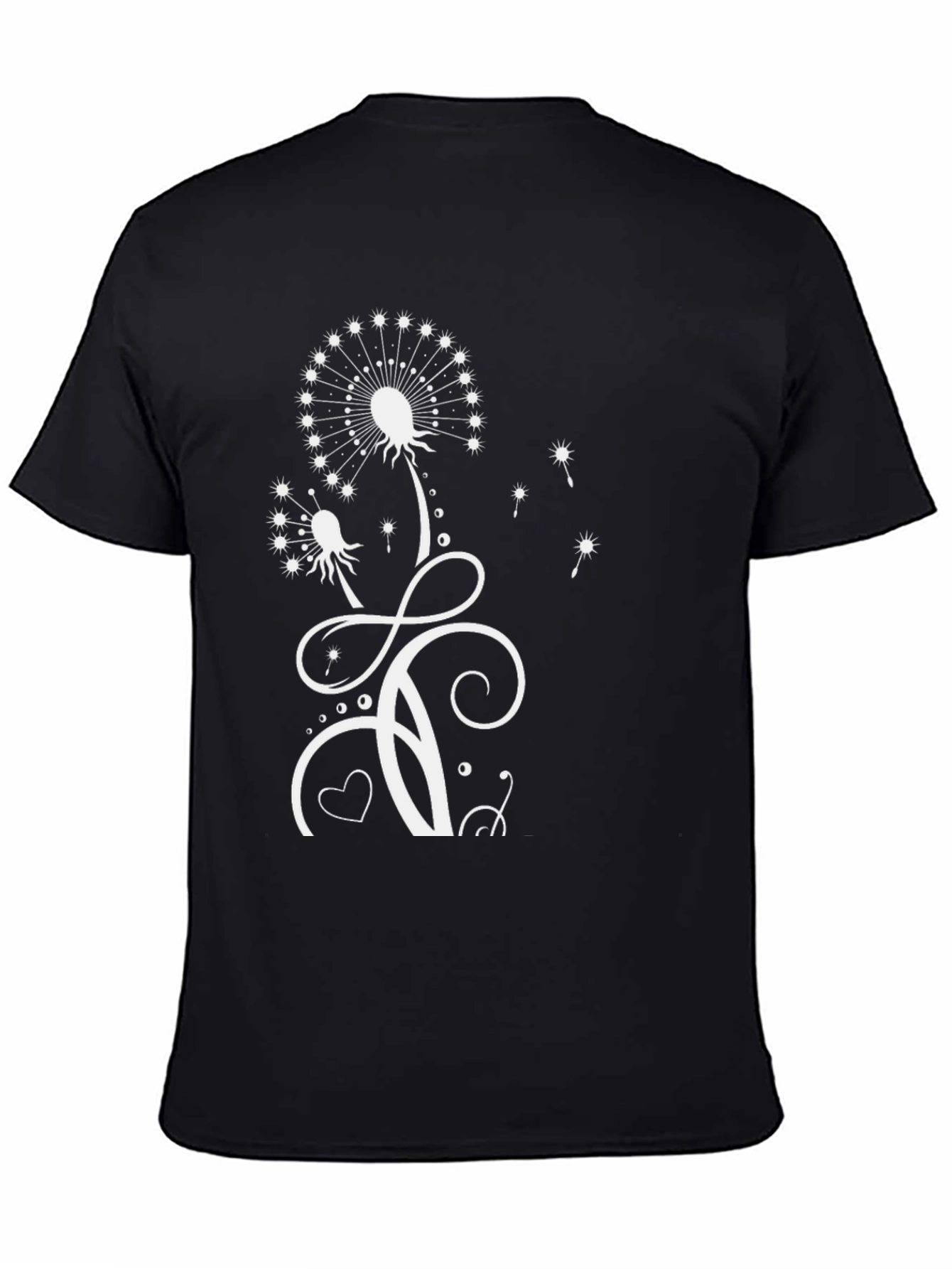Dandelion Graphic Print Black T-Shirt