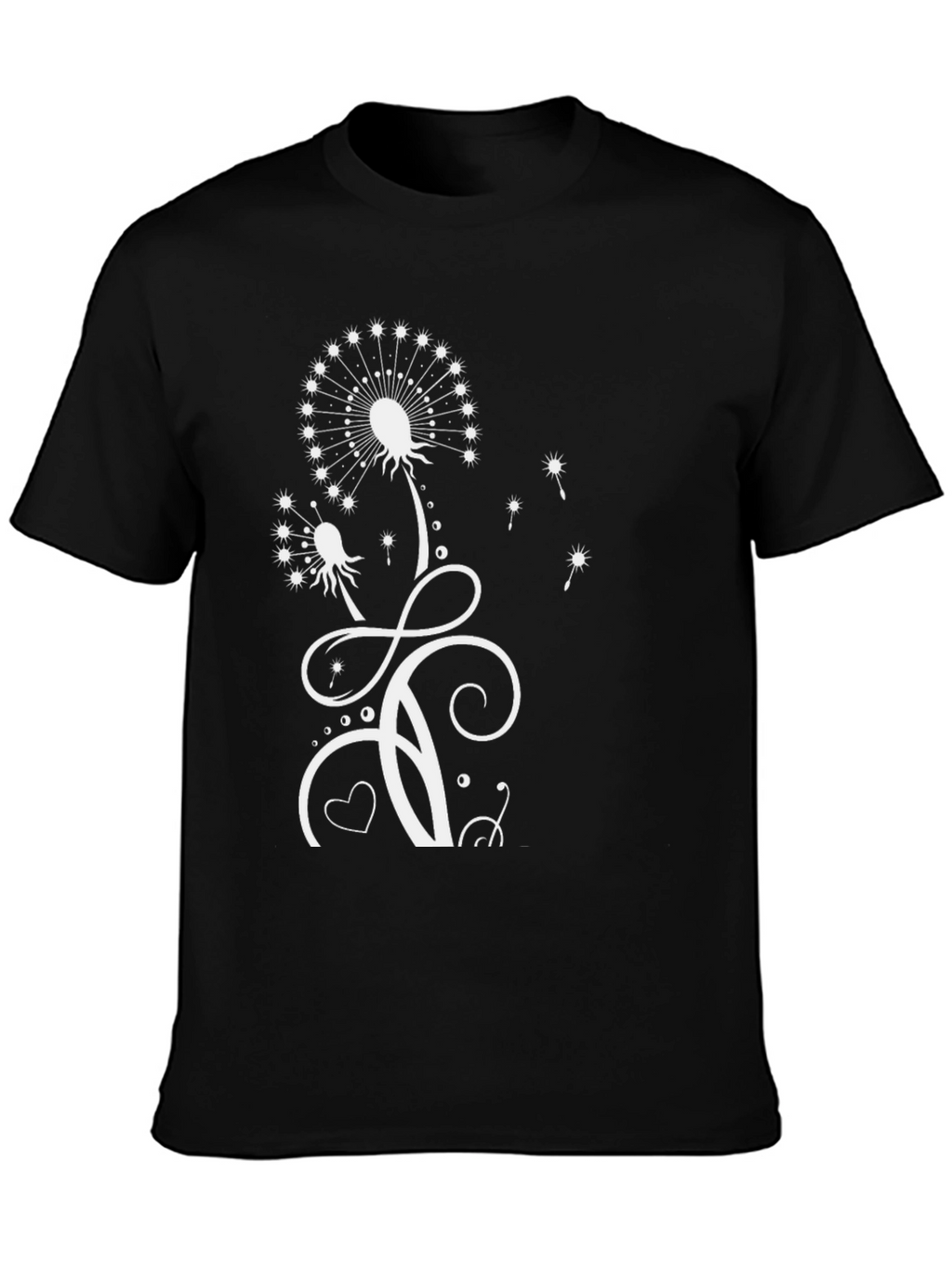 Dandelion Graphic Print Black T-Shirt