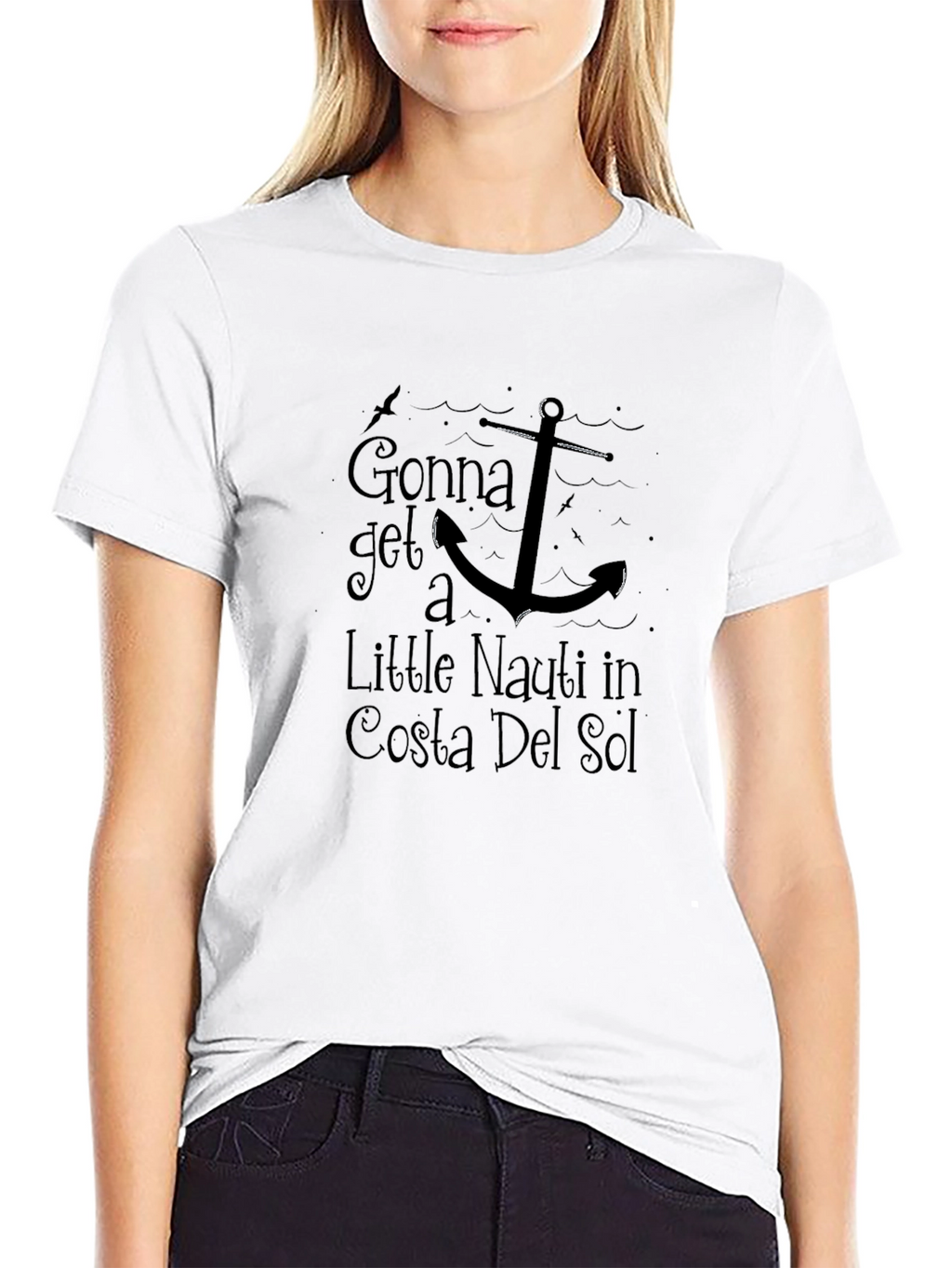 Costa Del Sol Nauti Anchor Black Graphic T-Shirt