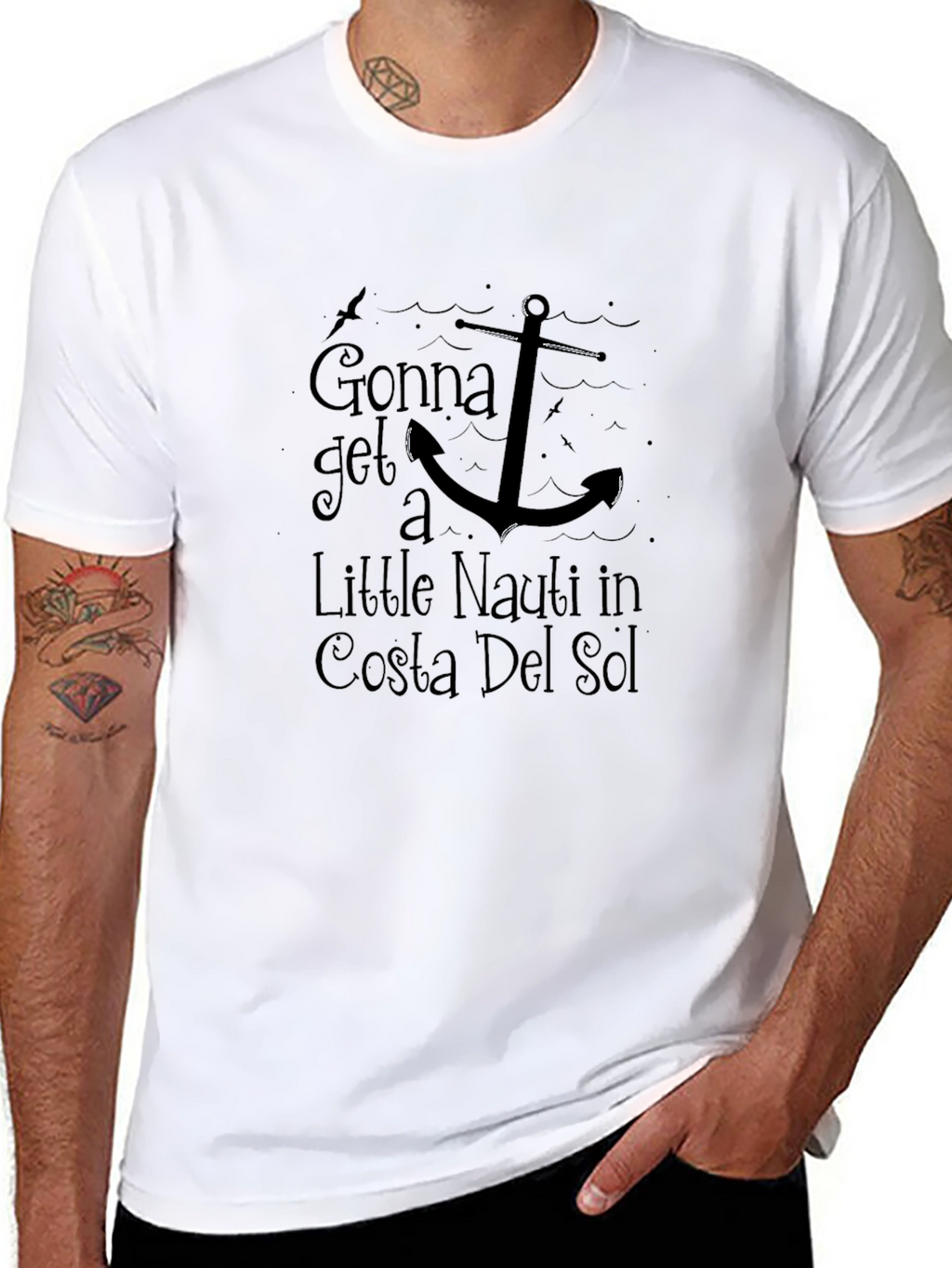 Costa Del Sol Nauti Anchor Black Graphic T-Shirt