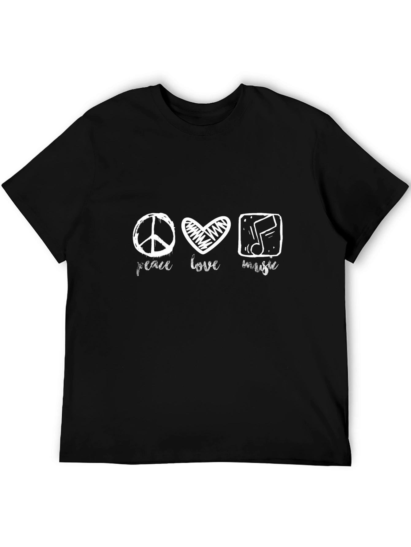 Peace Love Music Graphic Tee - Black Cotton Blend