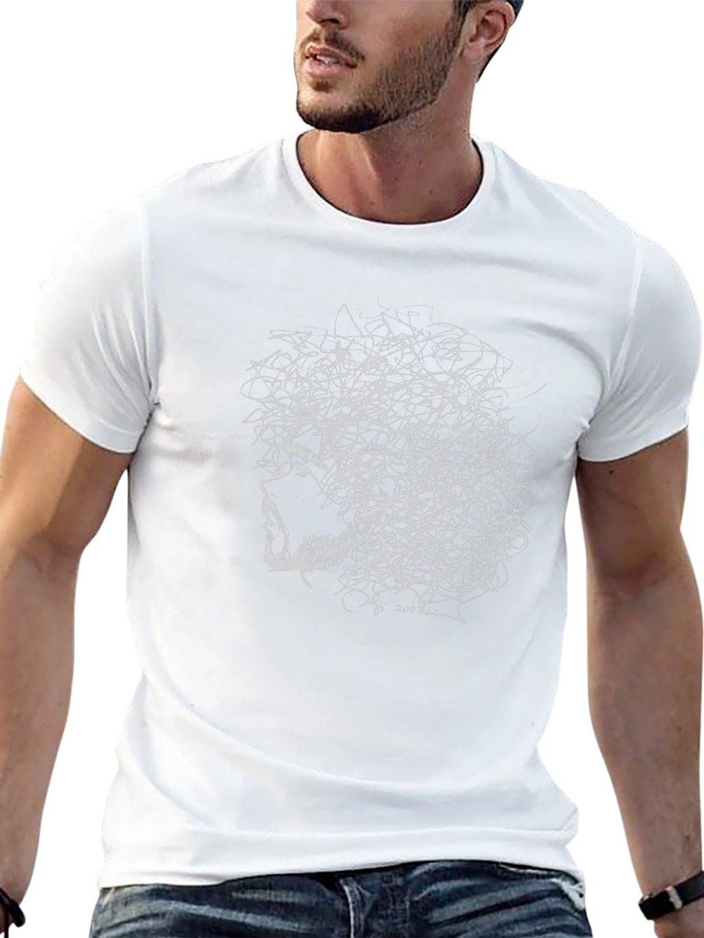 Abstract Face Graphic Tee - Black