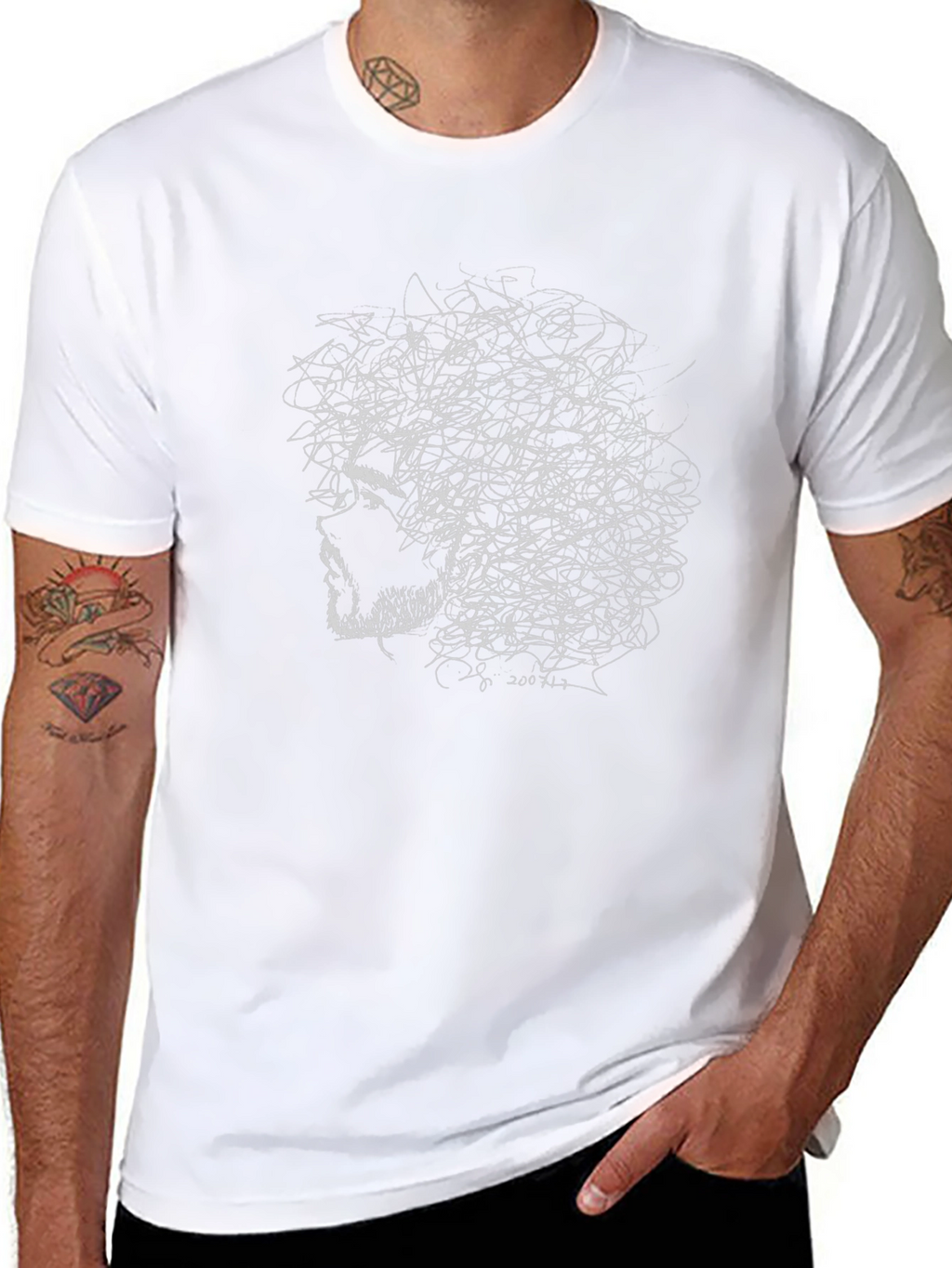 Abstract Face Graphic Tee - Black