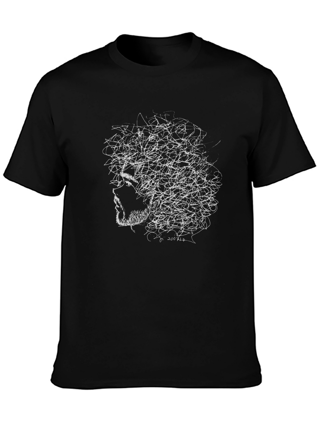 Abstract Face Graphic Tee - Black