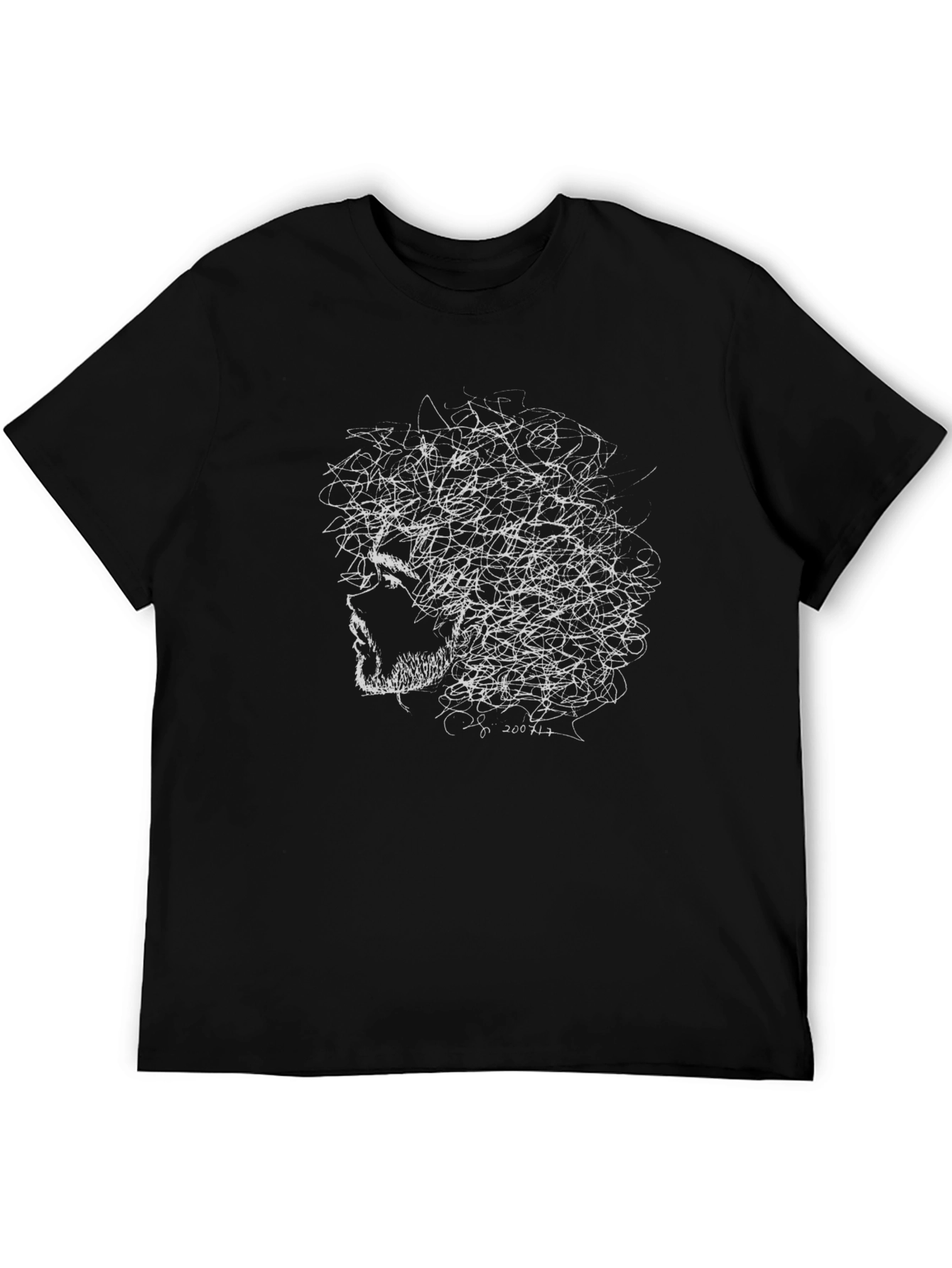 Abstract Face Graphic Tee - Black