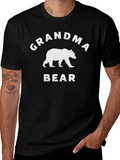 Grandma Bear Graphic T-Shirt - Black