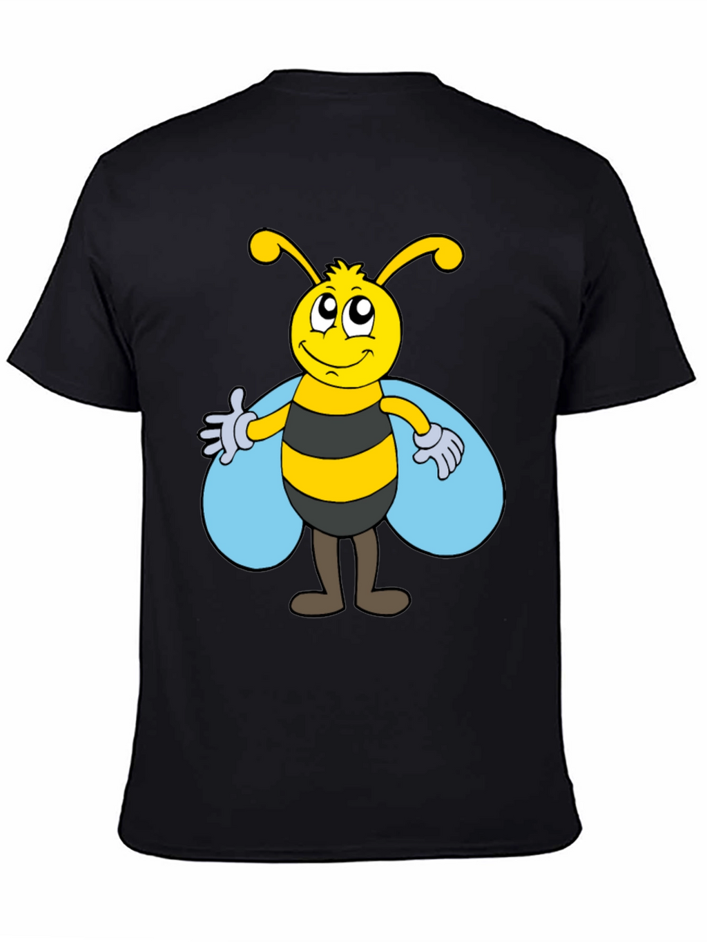 Cartoon Bee Graphic Tee - Unisex Black T-Shirt