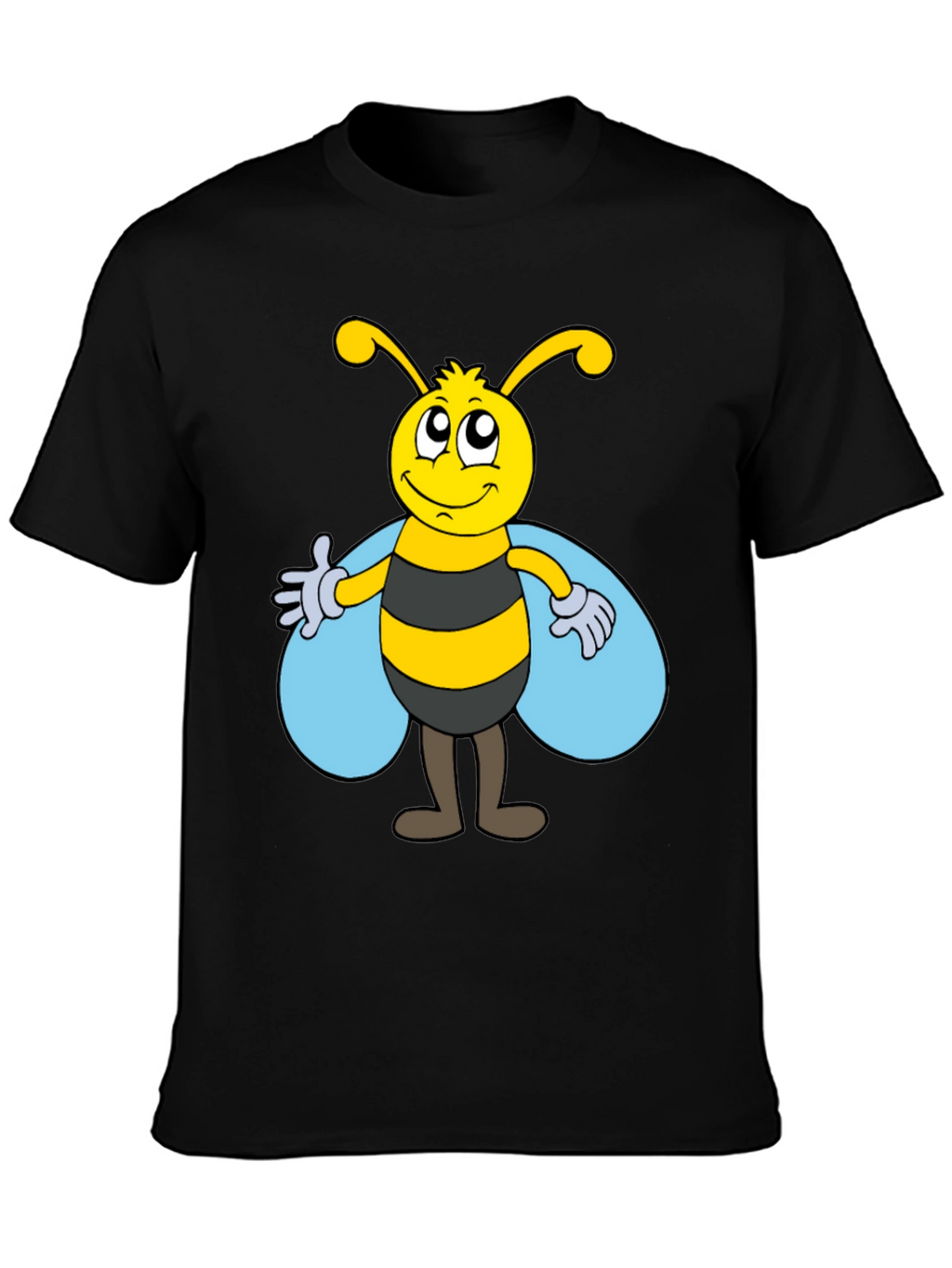 Cartoon Bee Graphic Tee - Unisex Black T-Shirt