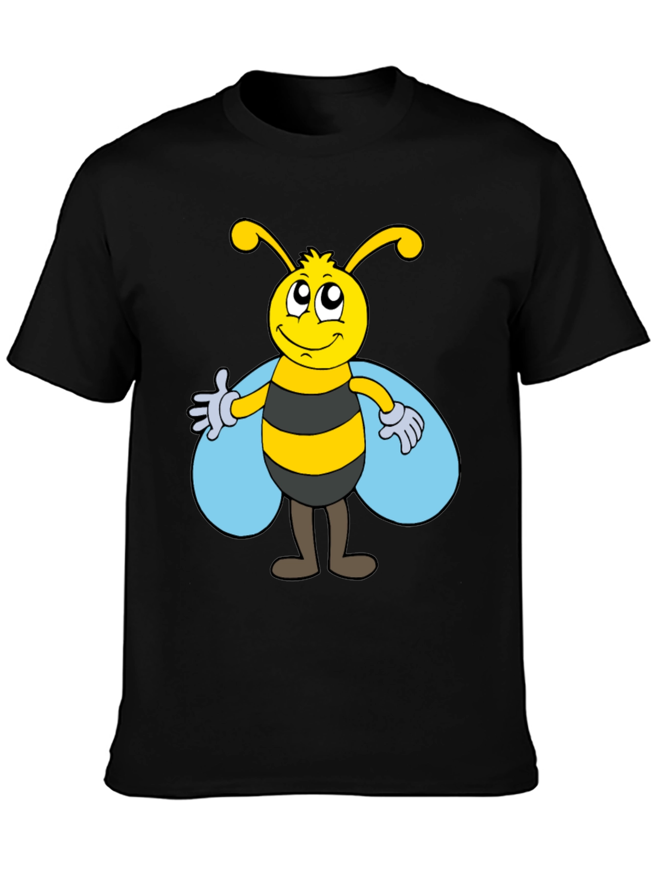 Cartoon Bee Graphic Tee - Unisex Black T-Shirt