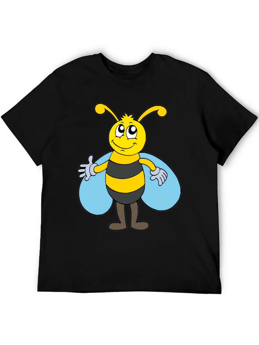 Cartoon Bee Graphic Tee - Unisex Black T-Shirt