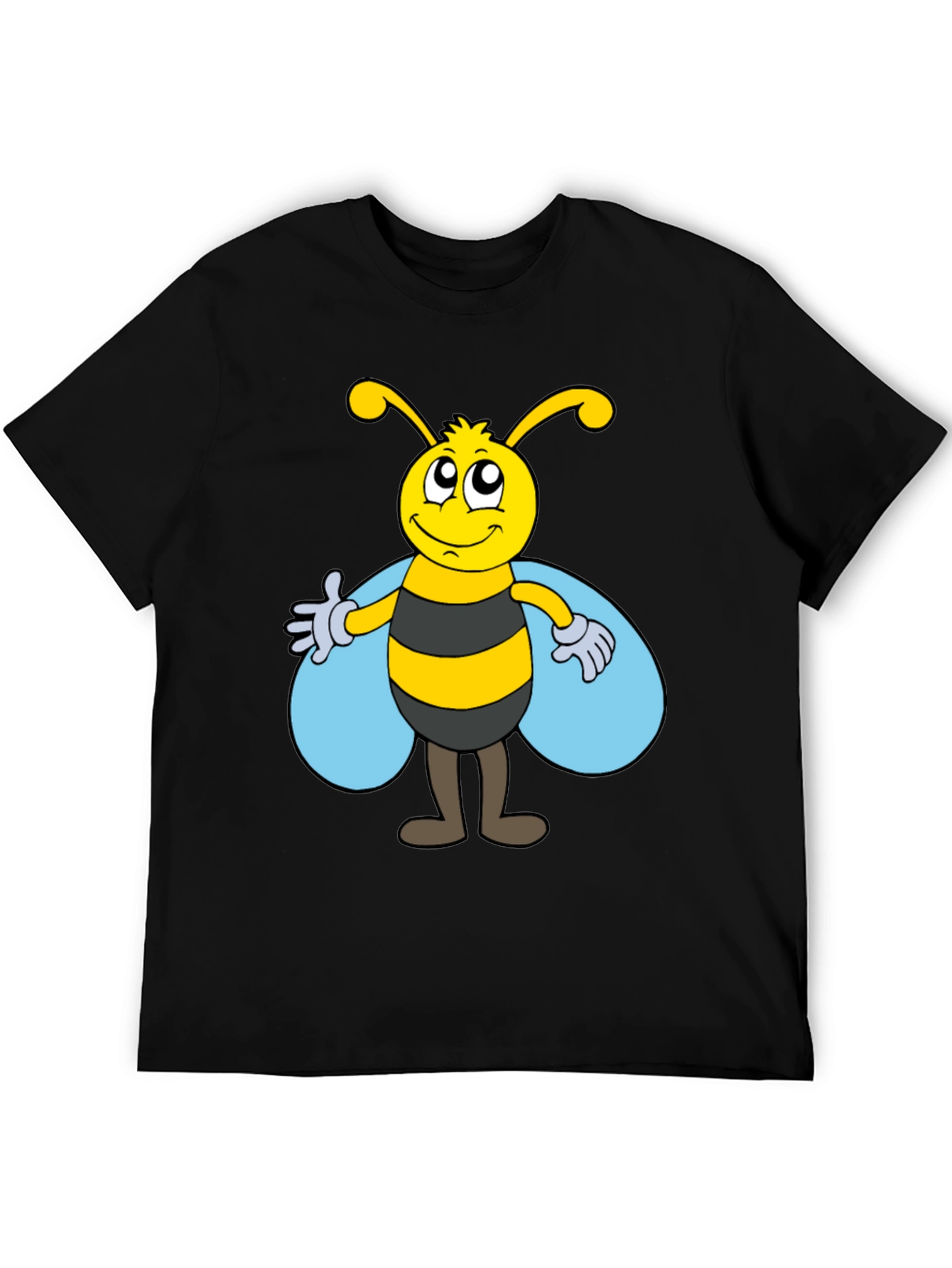 Cartoon Bee Graphic Tee - Unisex Black T-Shirt