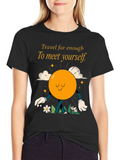 Travel Far Enough Black Graphic T-Shirt