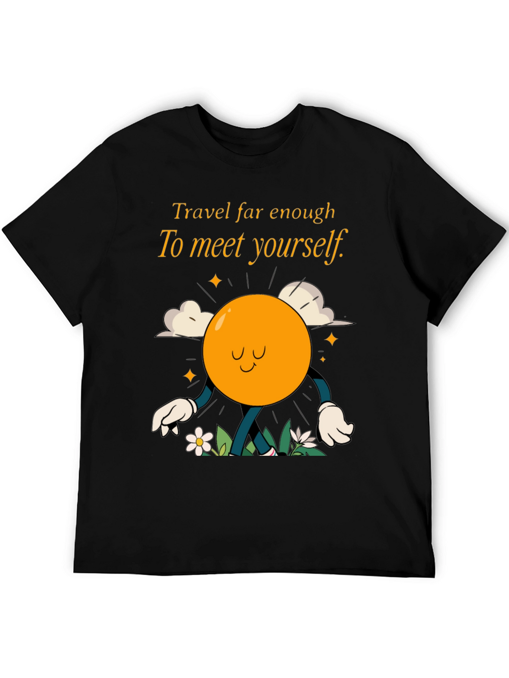 Travel Far Enough Black Graphic T-Shirt