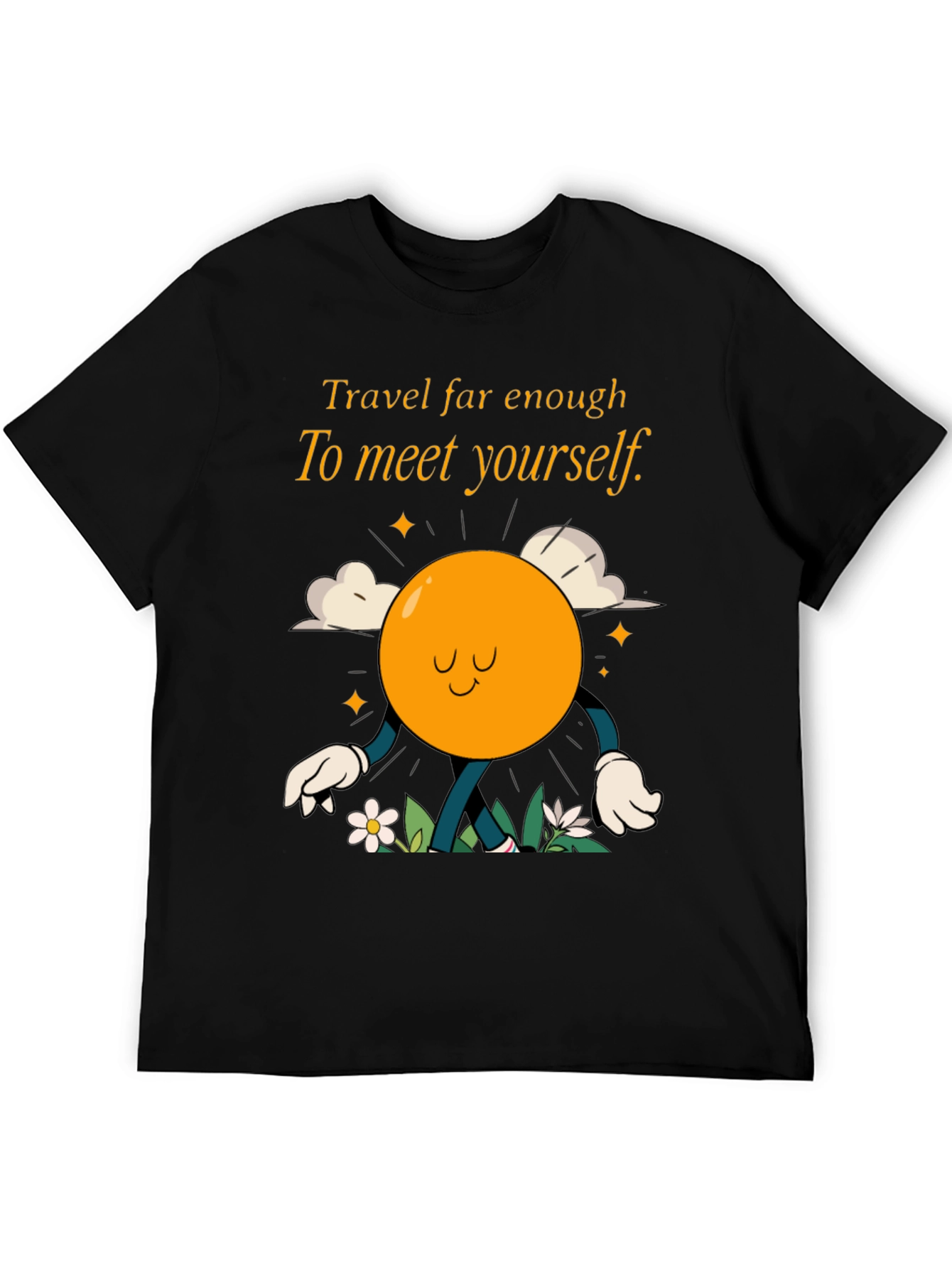 Travel Far Enough Black Graphic T-Shirt