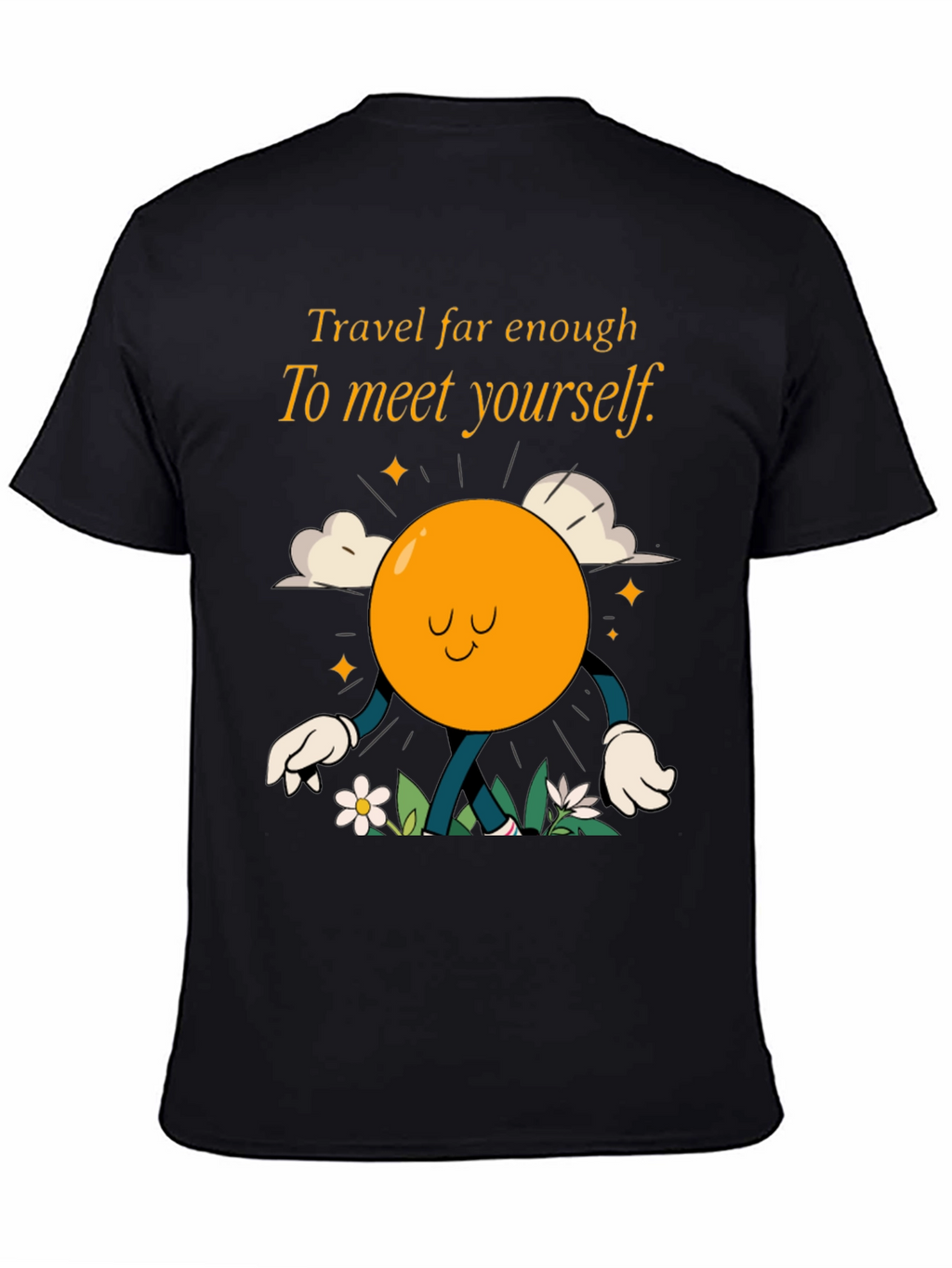 Travel Far Enough Black Graphic T-Shirt