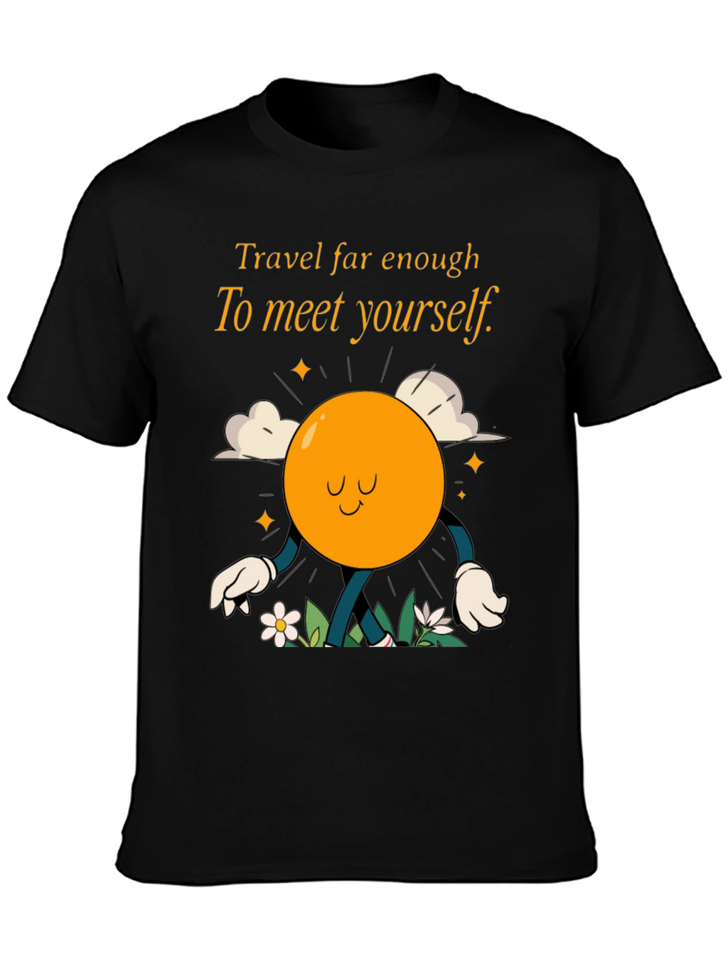 Travel Far Enough Black Graphic T-Shirt