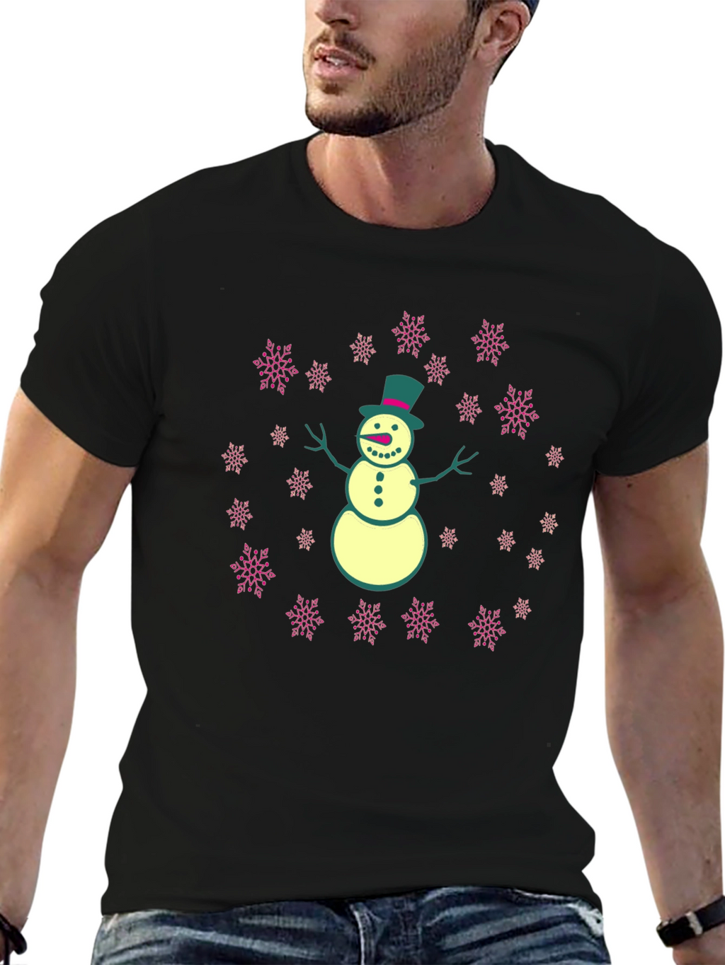 Snowman T-Shirt with Snowflake Design