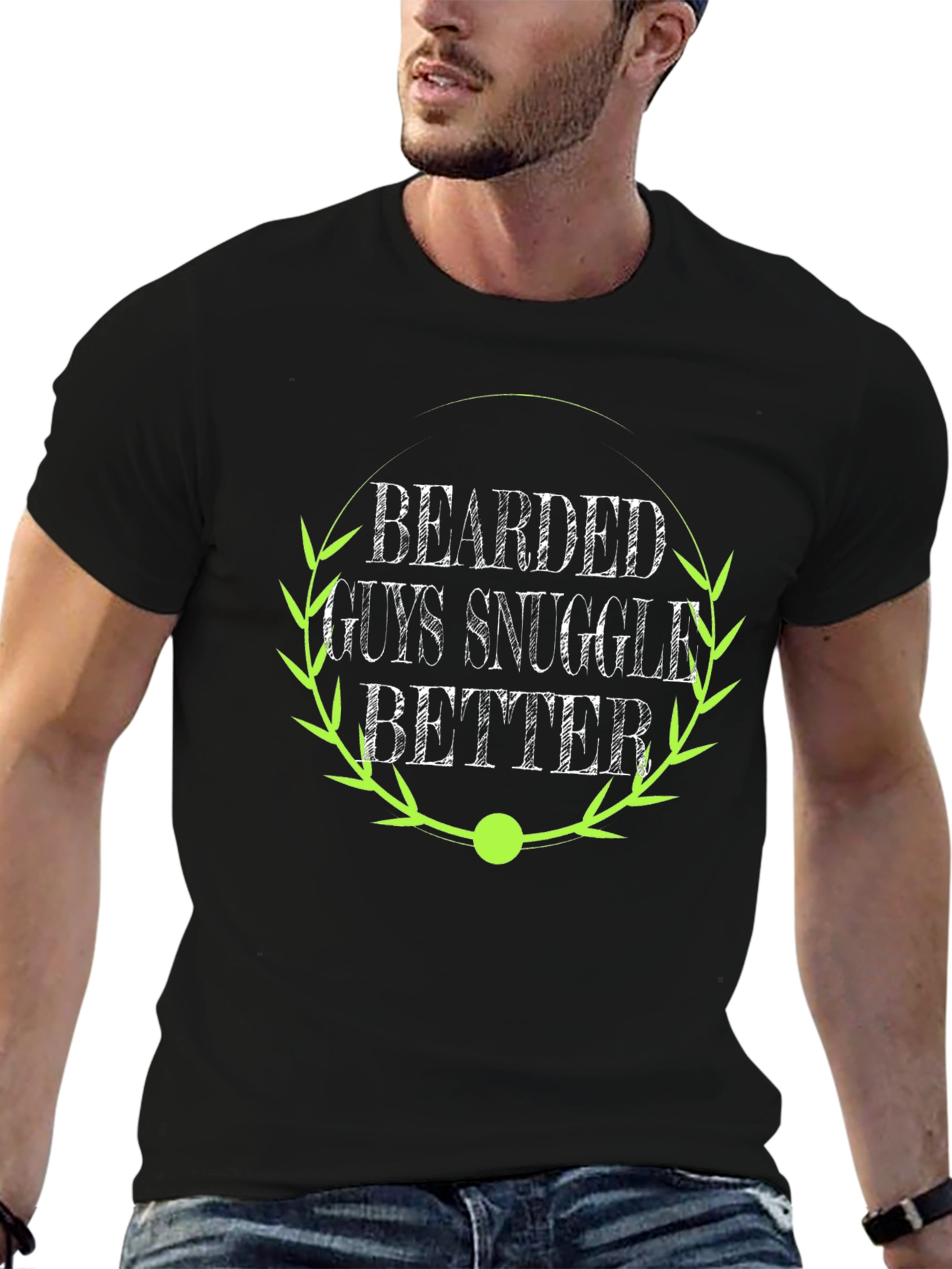 Bearded Guys Snuggle Better Black T-Shirt